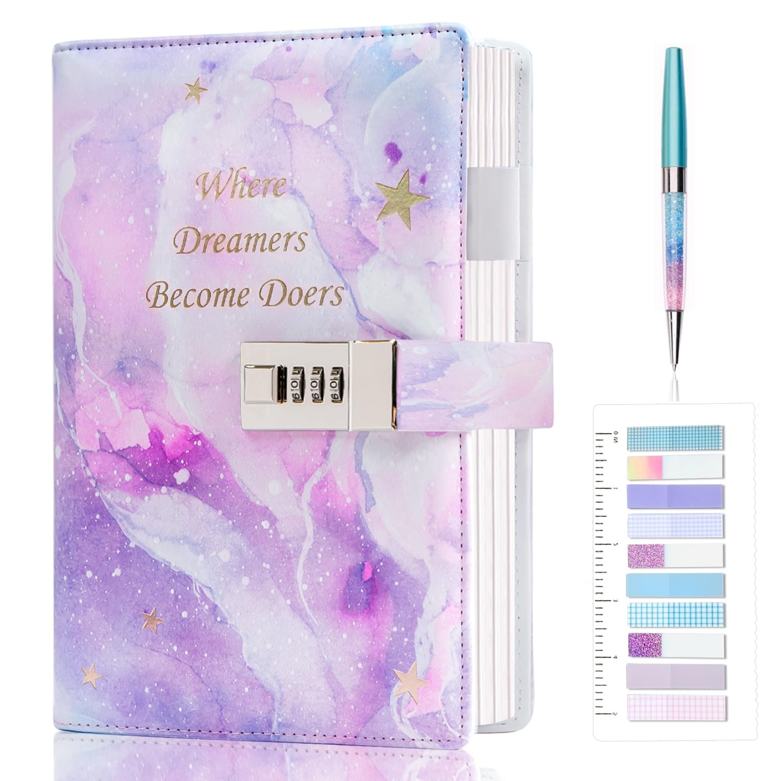 Diary with Lock, 192 Pages, 8.6 X 5.8 Inches, Purple – Secret Journal for Girls