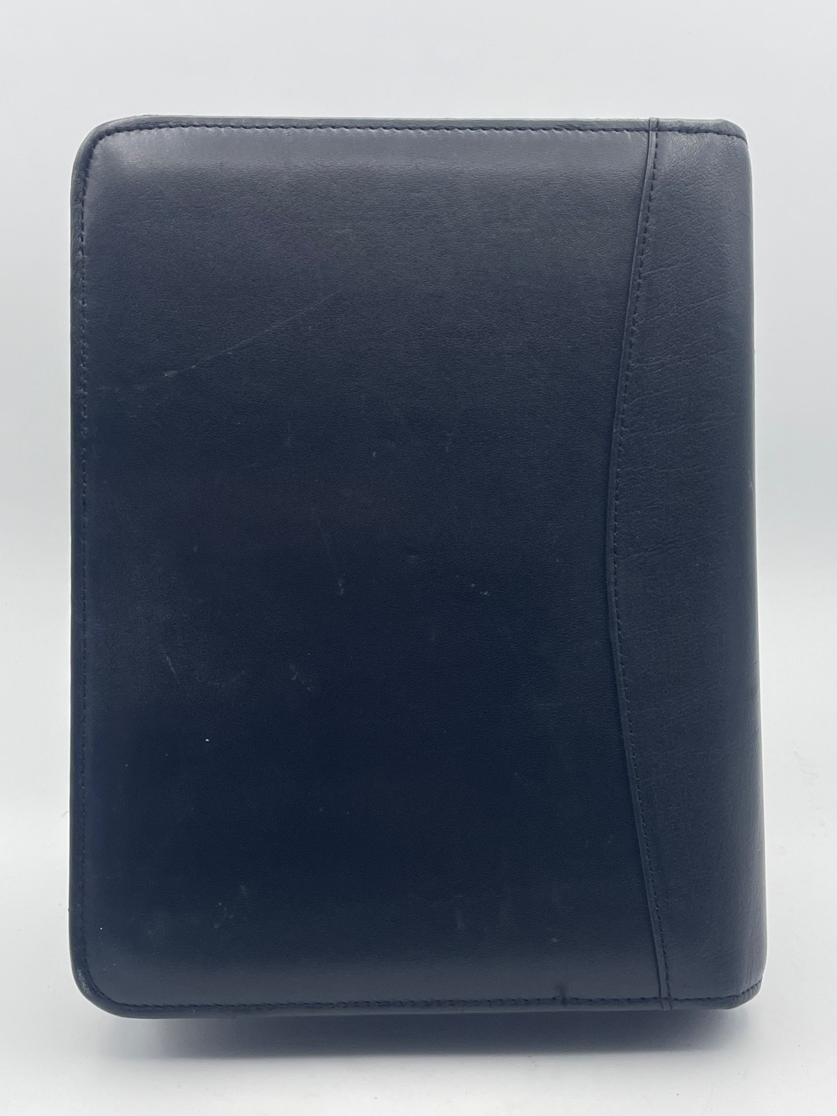 Vtg Franklin Covey 7 Ring Nappa Black Leather Zip Binder Style#CL 12215 inserts