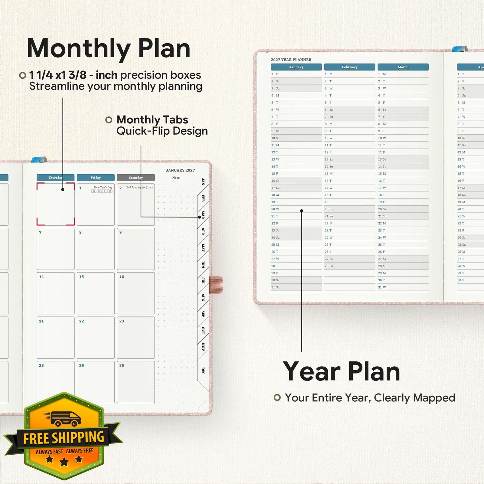IN-LUXPRO Pink 6.5×8.5 Vertical Planner