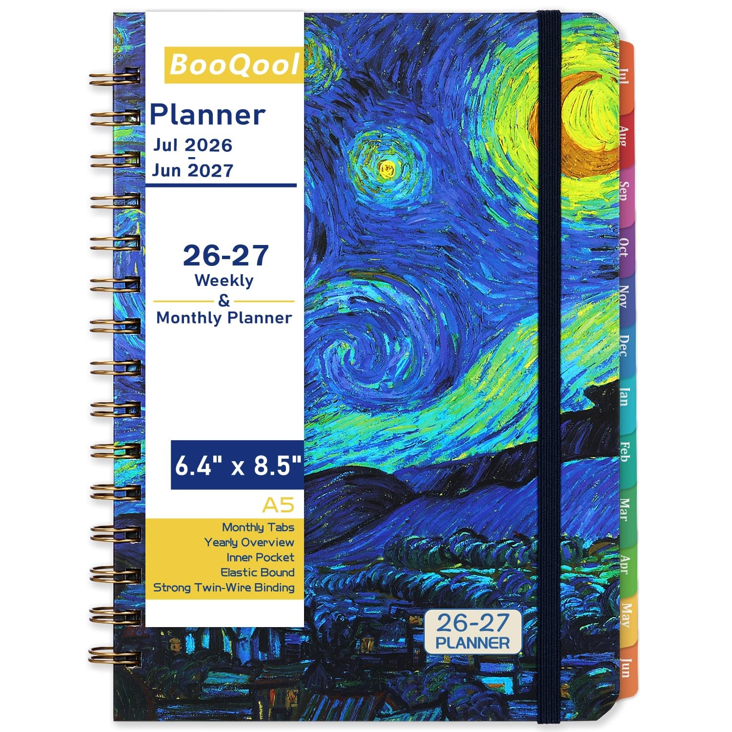 2026-2027 Planner – Jul.2026 – Jun.2027, Weekly ＆ A5, Blue with Starry Night