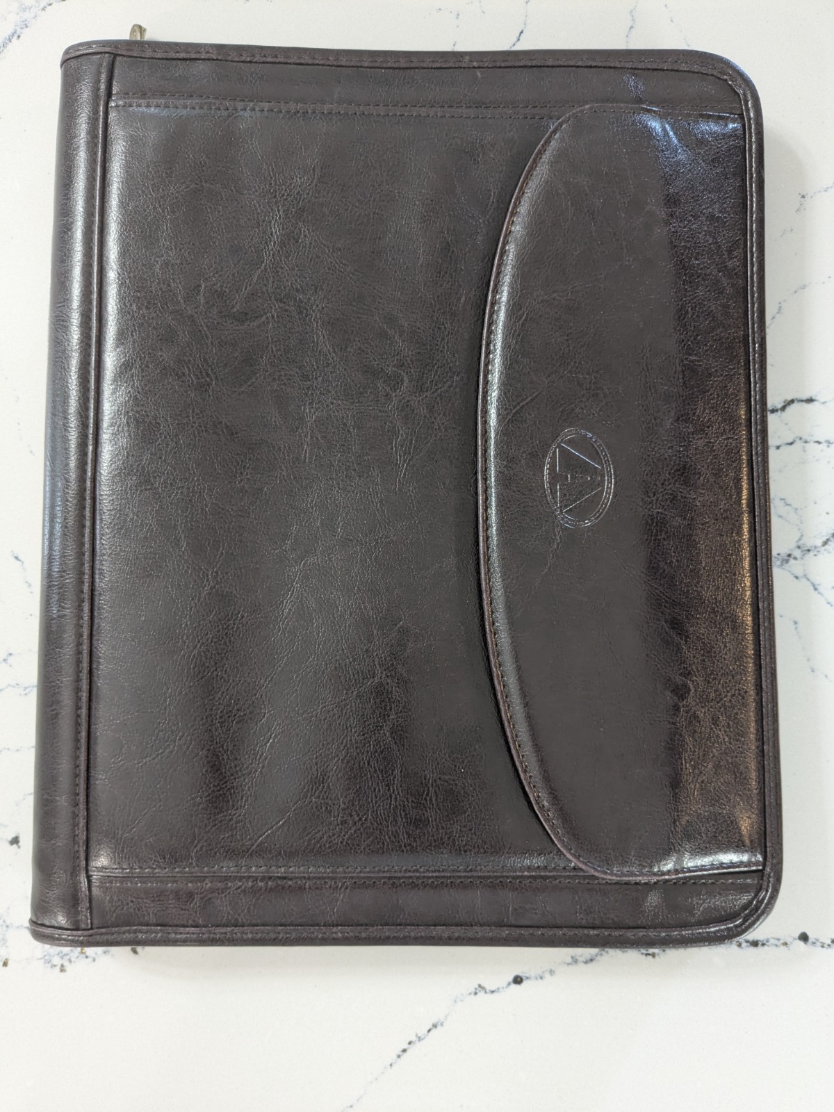 Vintage Avenues America Planner Classic 3-Ring Organizer Zip Brown Leather Folio