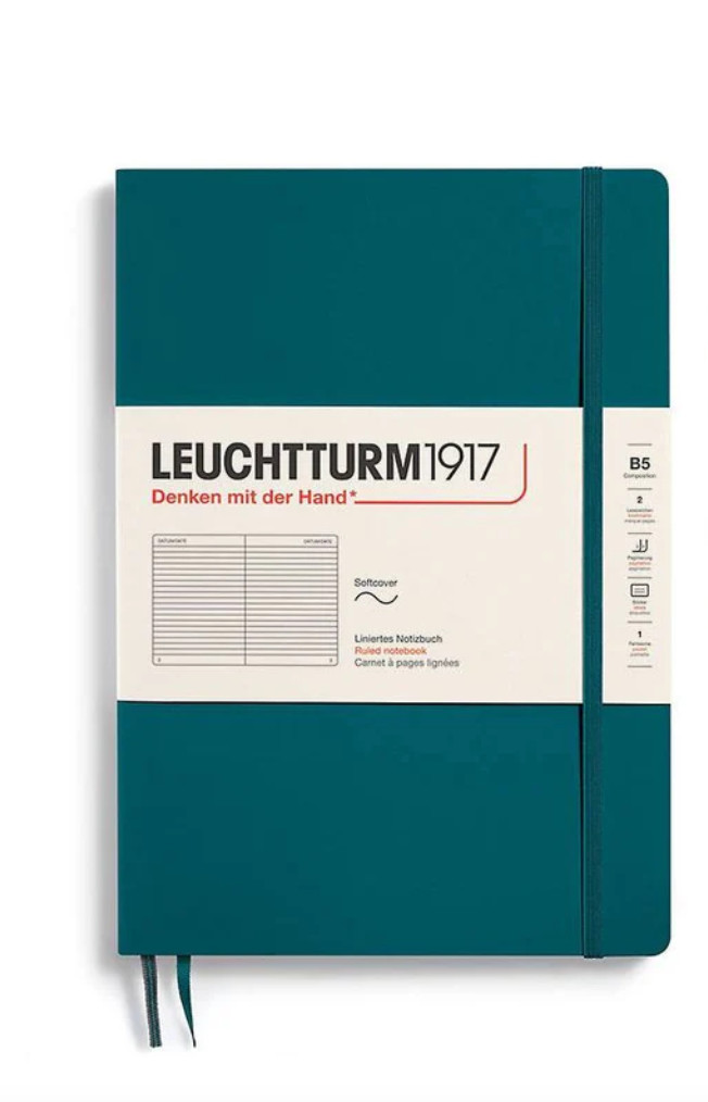 Leuchtturm 1917 Ruled Notebook B5 Softcover Pacific Green – New Sealed