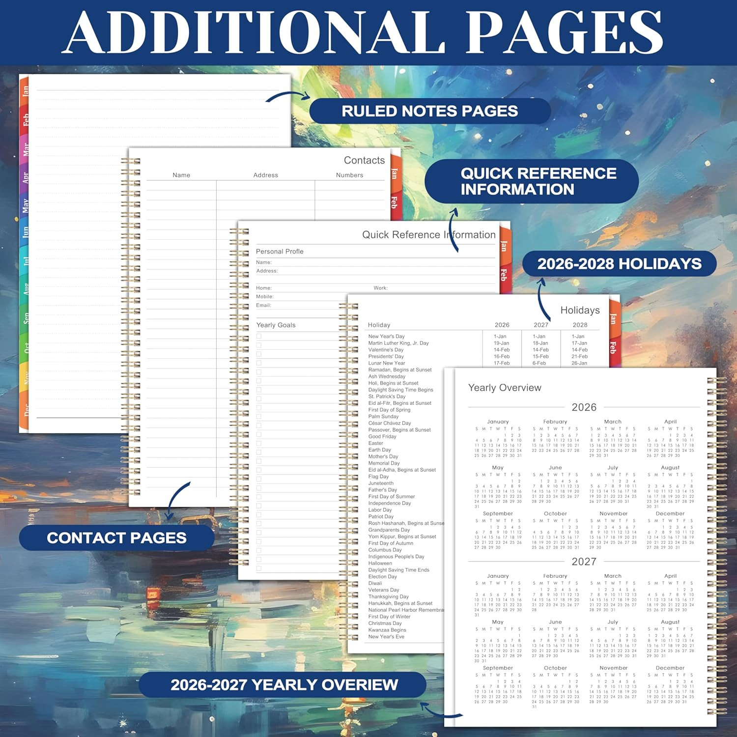 2026 Planner Weekly & Monthly, 8.5×11 Calendar with Tabs & Inner Pocket