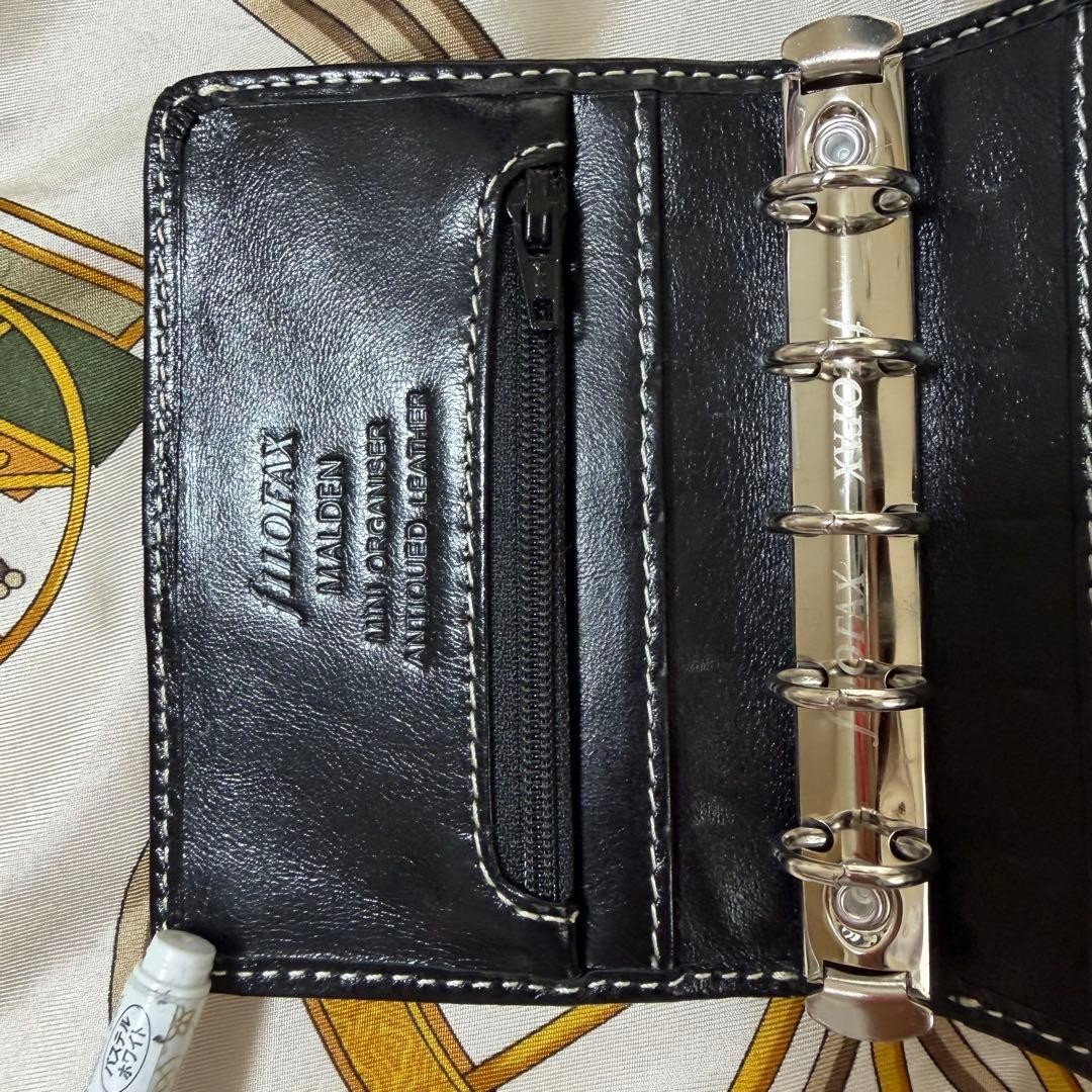 Filofax Malden M5 Pocket Slim Leather Organizer Black Japan Used