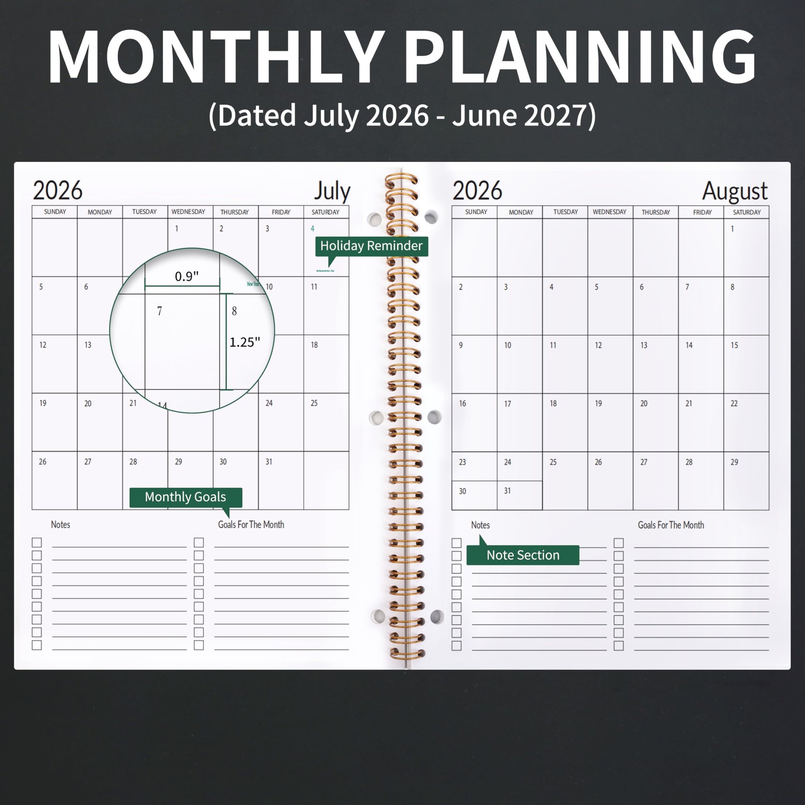 Student Planner 2026-2027 Monthly & 10.7″ x 8.2″ x 0.5″ inches, Black B
