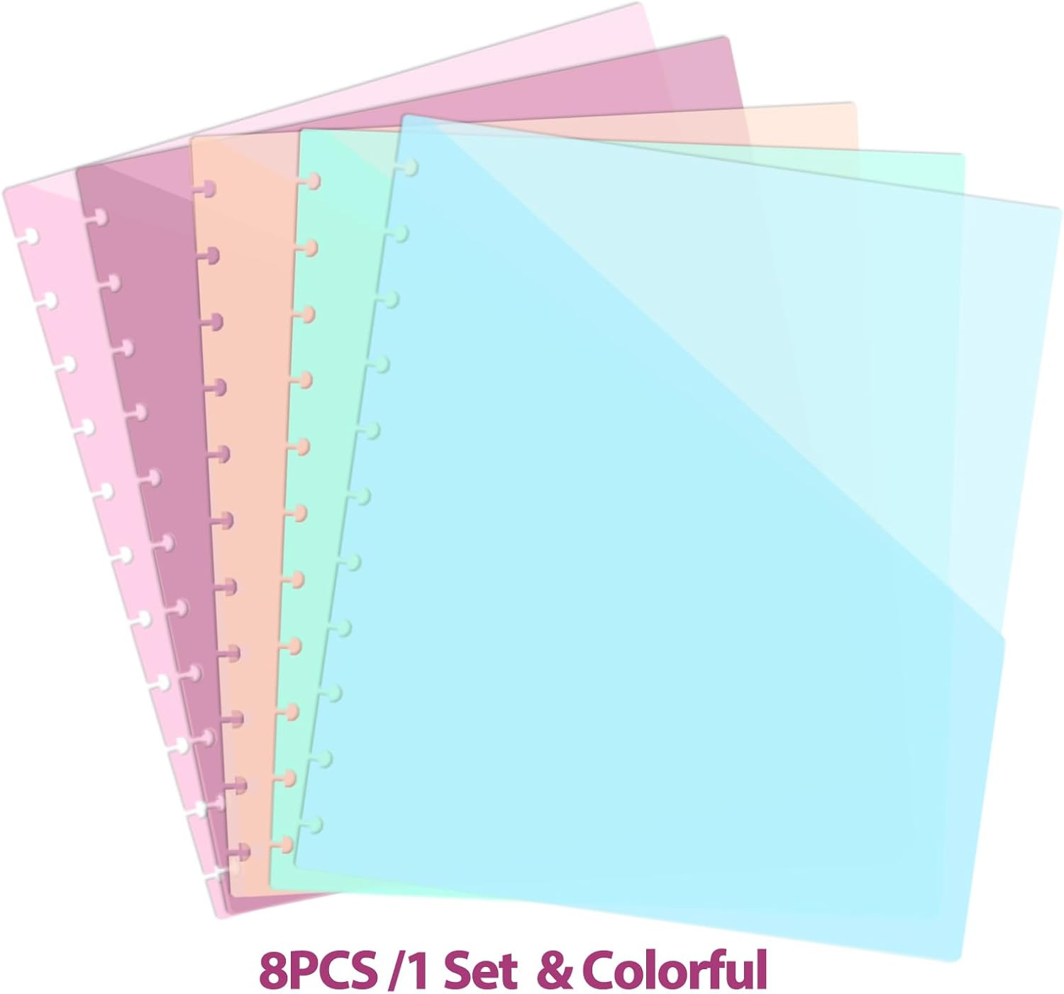 8 PCS Discbound Dividers Letter Size Disc Planner 2 Pocket Fit 8.5″ x 11″ Paper