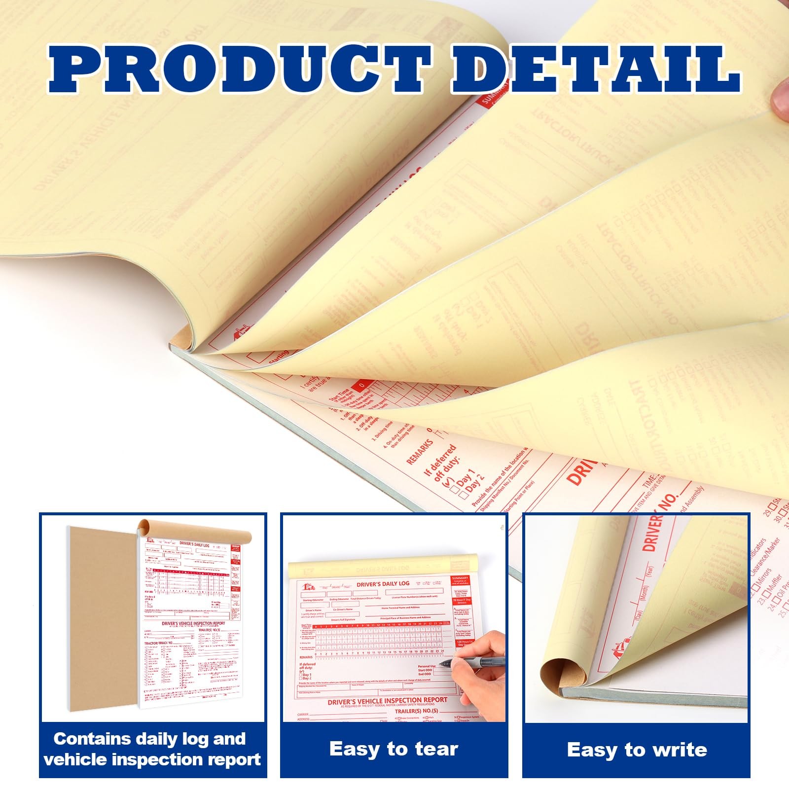 5 Pcs 8.5x11inch 2-in-1 Driver Log Books for Truckers Dot Log Book Driver Veh…