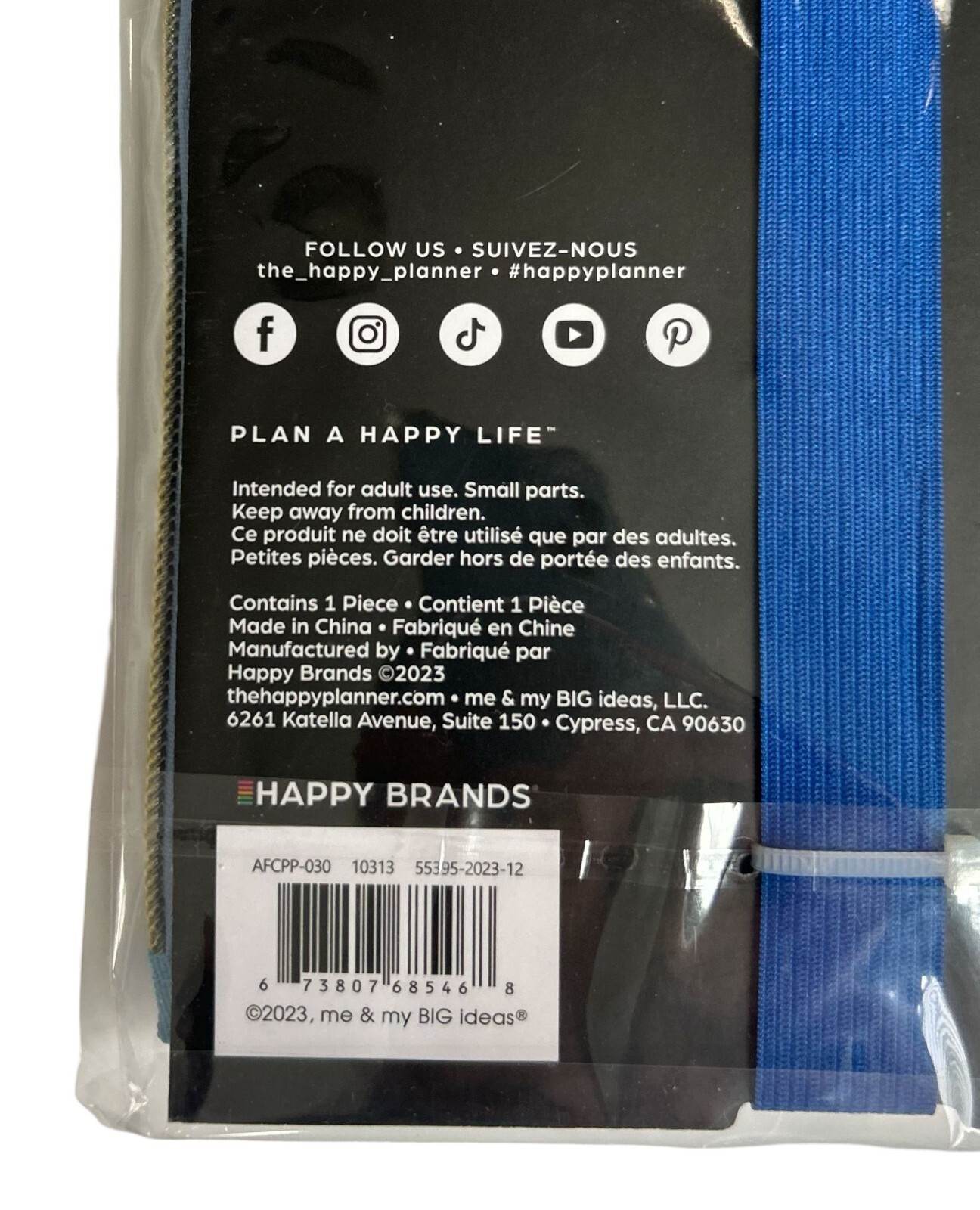 The Happy Planner Blue Checkered Design Elastic Band Pen Case