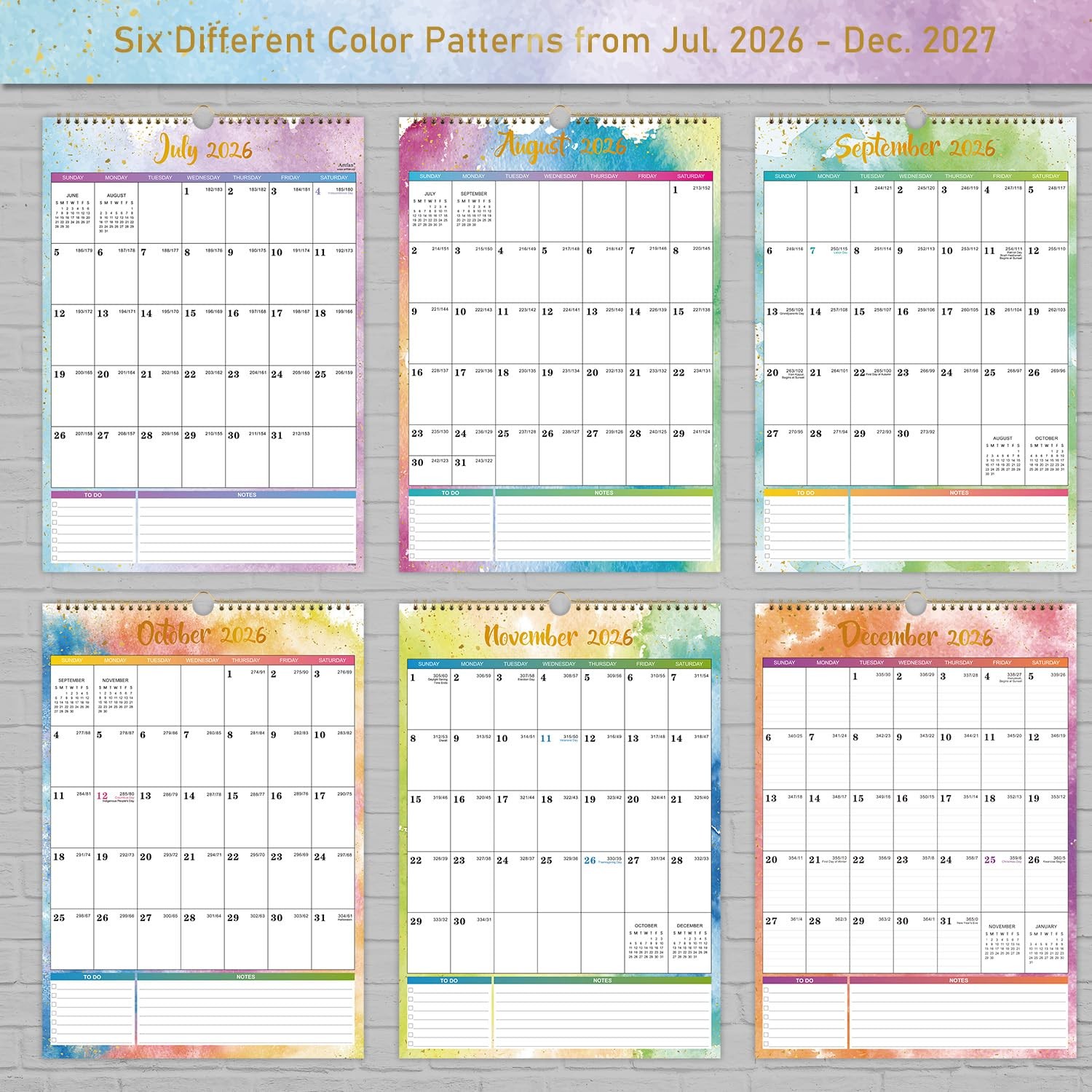 Calendar 2026-2027 – Wall 2026-2027, Jul. 2026 – Dec. 17″ x 12″