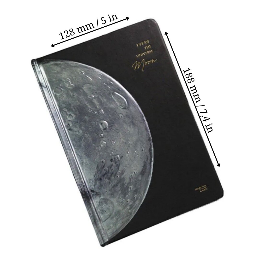 Notebook with AR, 5×7,4 in. Eye of the Universe, Moon, Planet, Hard Cover 112p