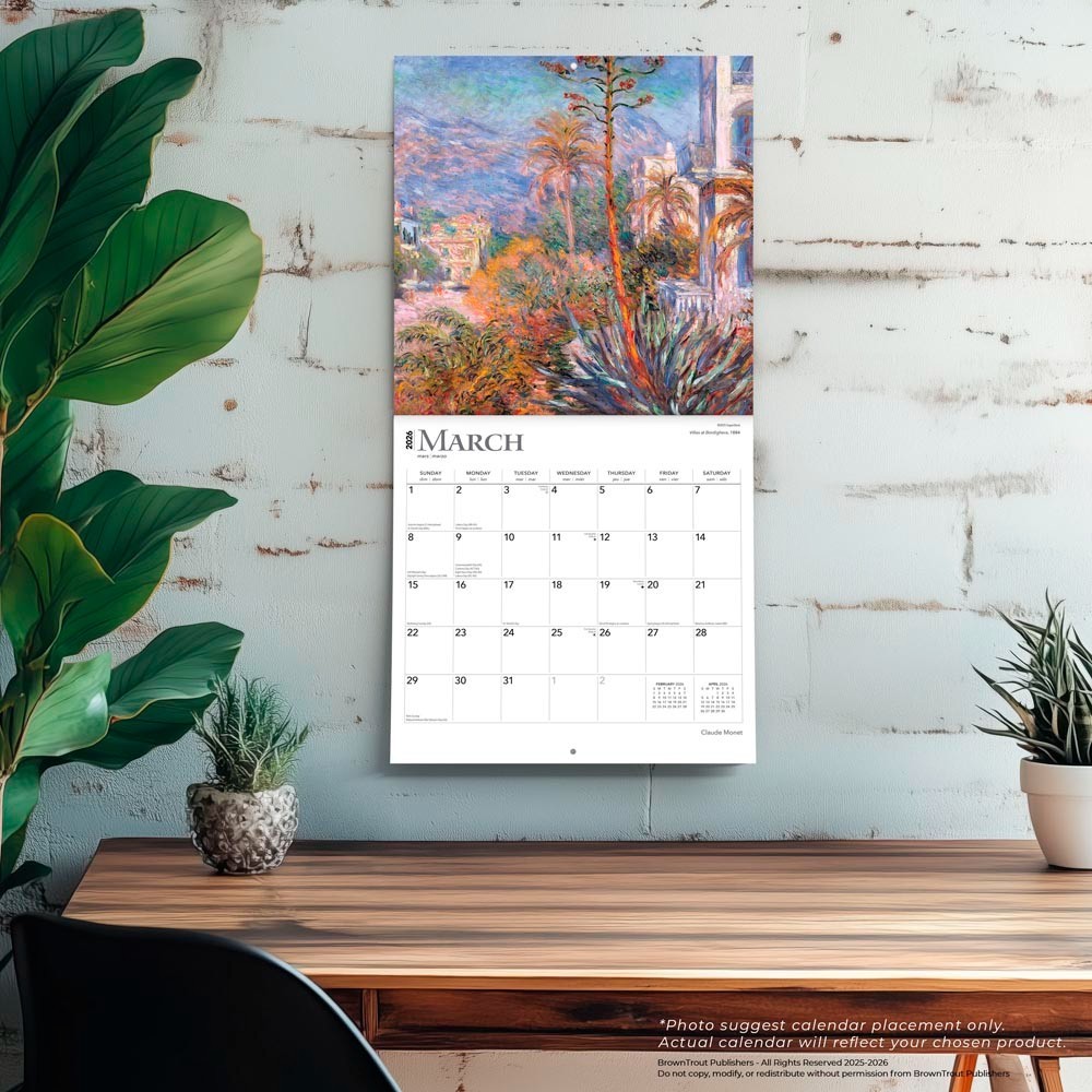 Claude Monet | 2026 12×24″ (Hanging) Monthly Square Wall Calendar | Plastic-Free
