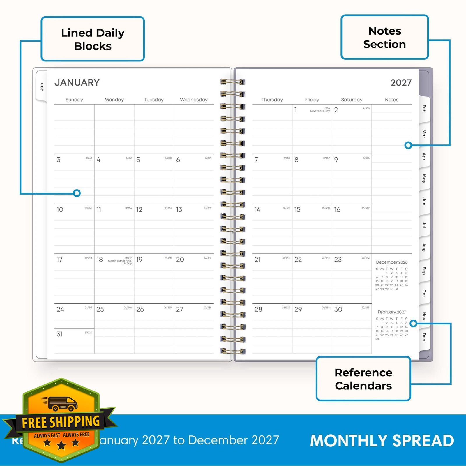 Blue Sky 2027 Planner 5″x8″ Tula