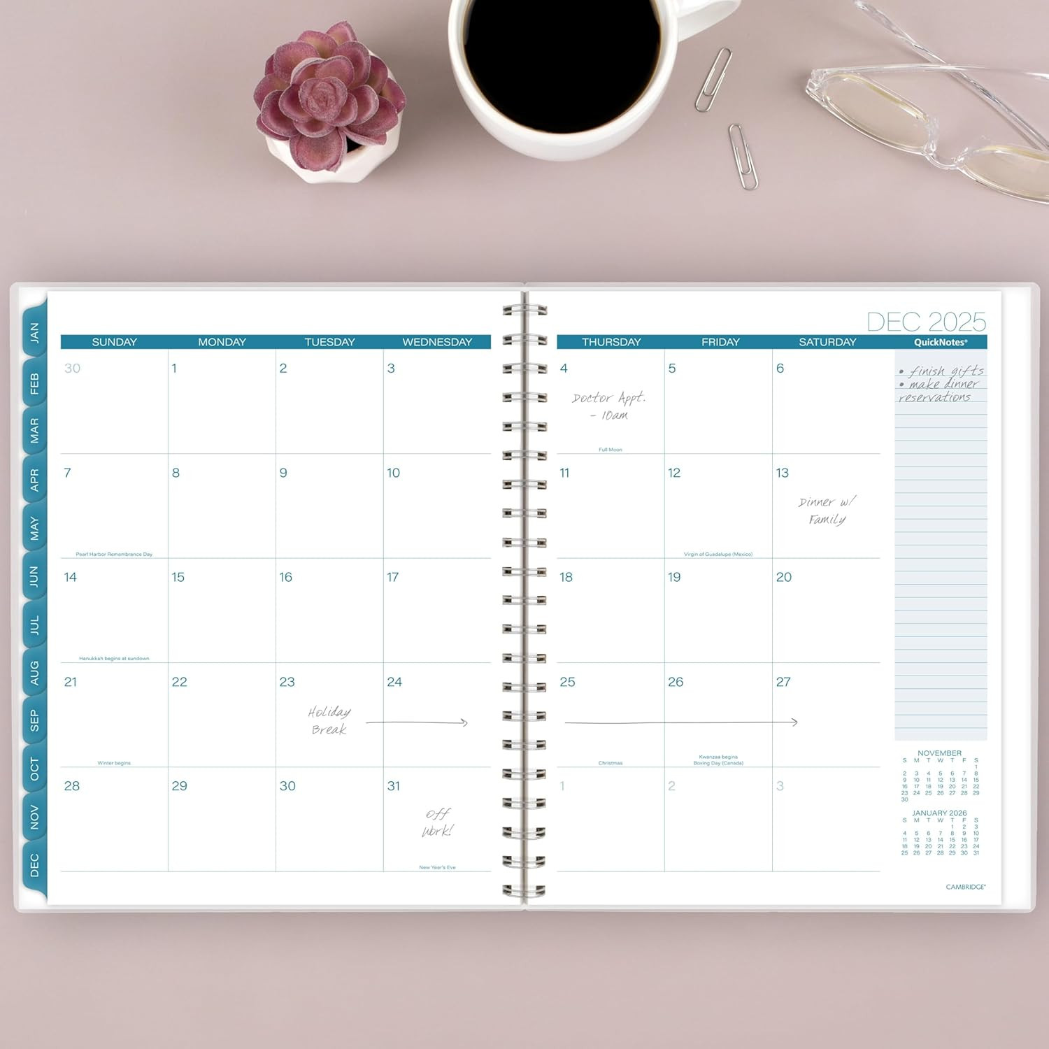 2025 Planner, Weekly & Monthly, 8-1/2″ x 11″, Large, Glacier (1727-905-25)