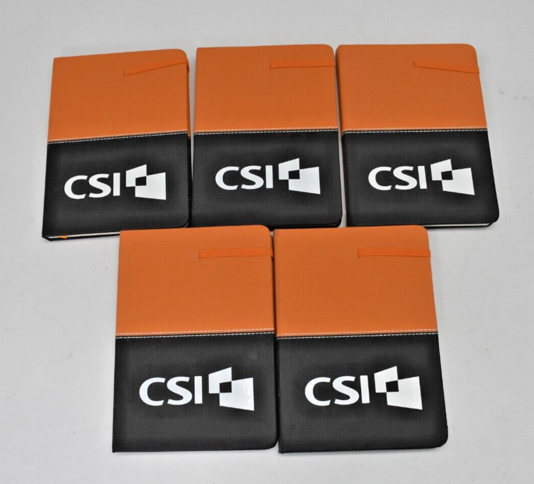 Lot of 5 Mini Pocket Notebooks 5″ x 7″ Orange/Black Branded Journals Pads