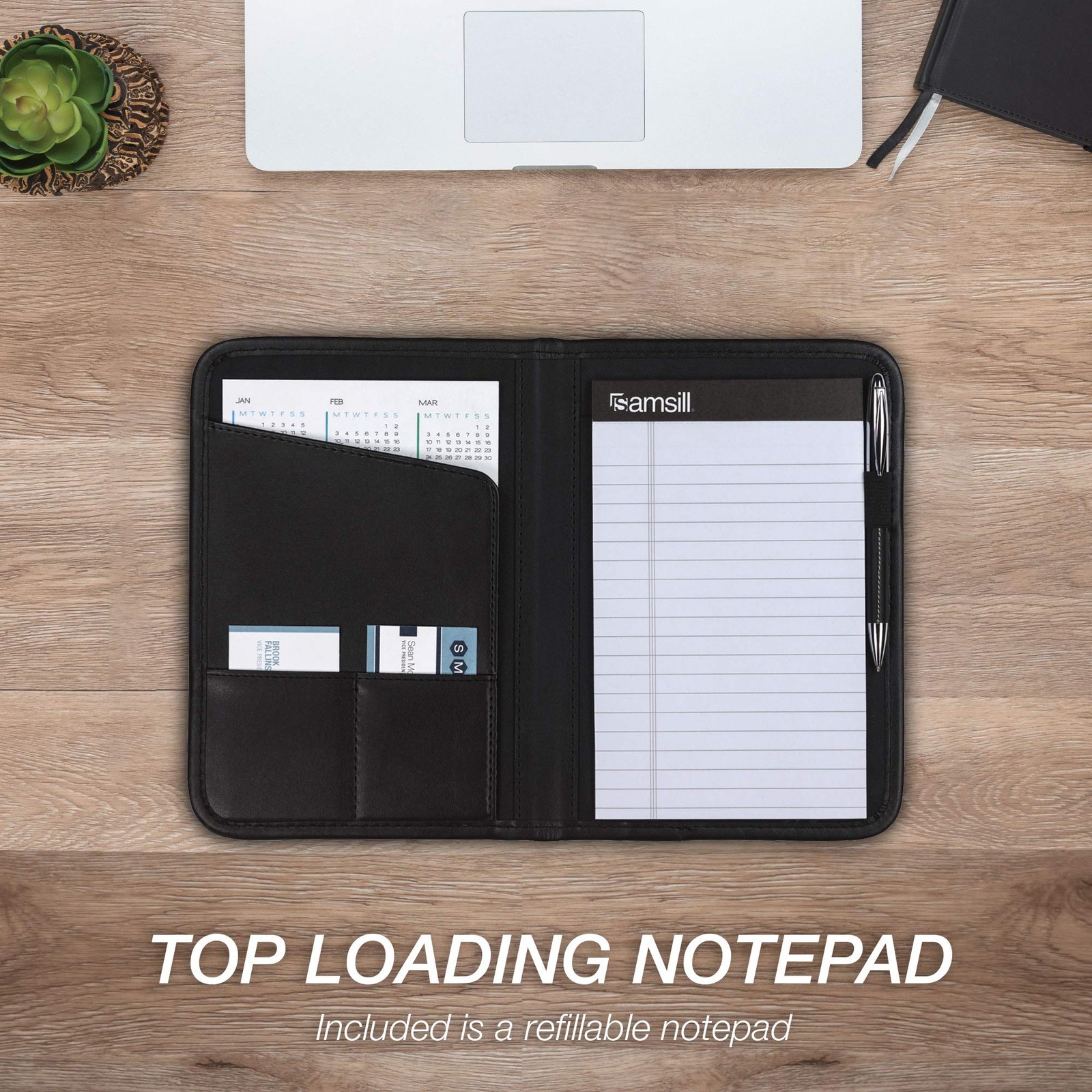Professional Padfolio Business Portfolio Black Includes 5×8 Writing Pad