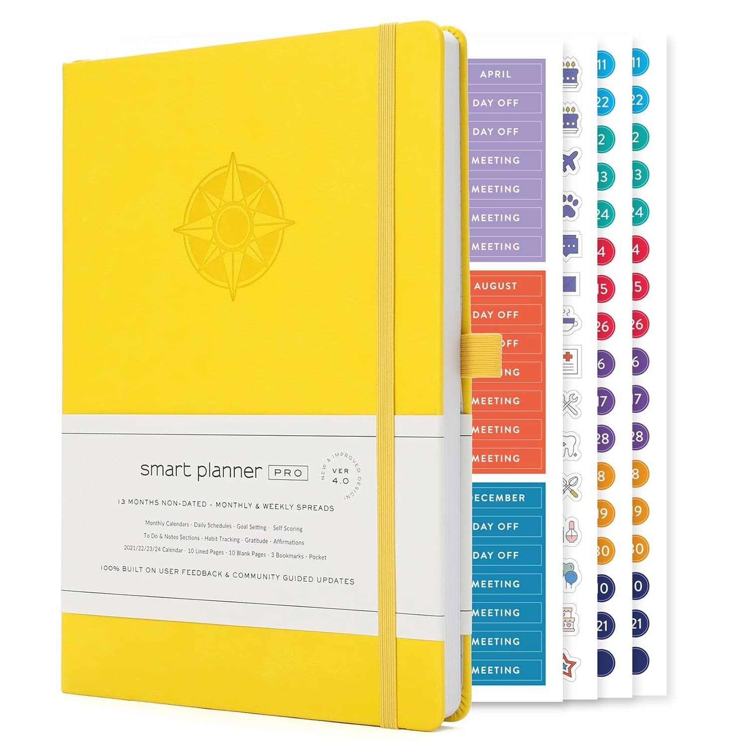 Undated Daily Planner B5 Amber Yellow Medium Size Undated Daily Organizer