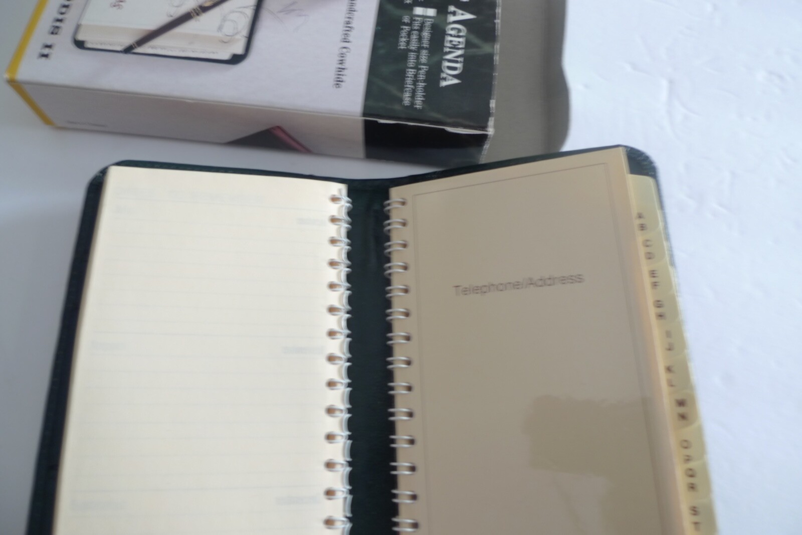 LODIS- LEATHER POCKET AGENDA- NEW OLD 1996 STOCK- IN PACKAGE-GREEN LEATHER