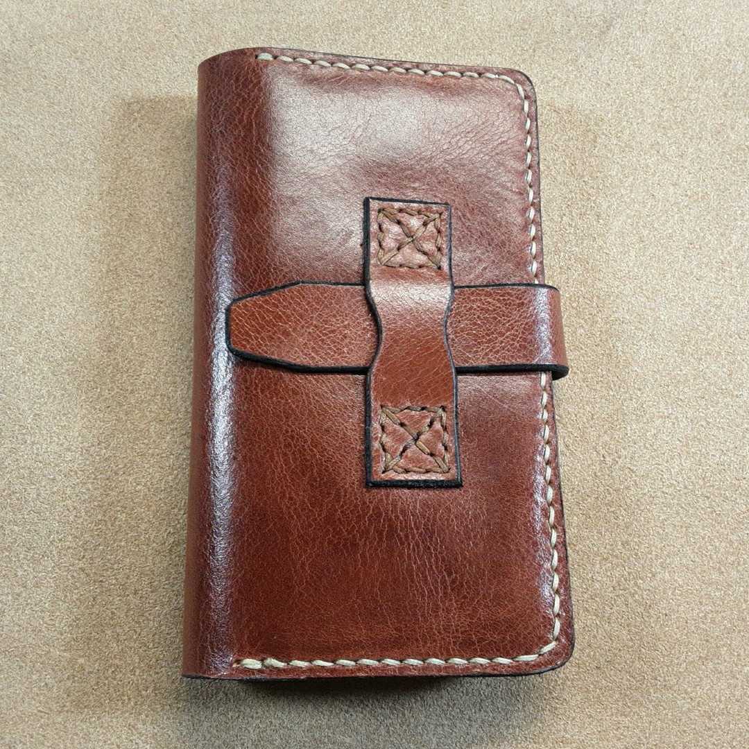 Handmade Leather Journal Cover for Field Notes In A Cognac Color