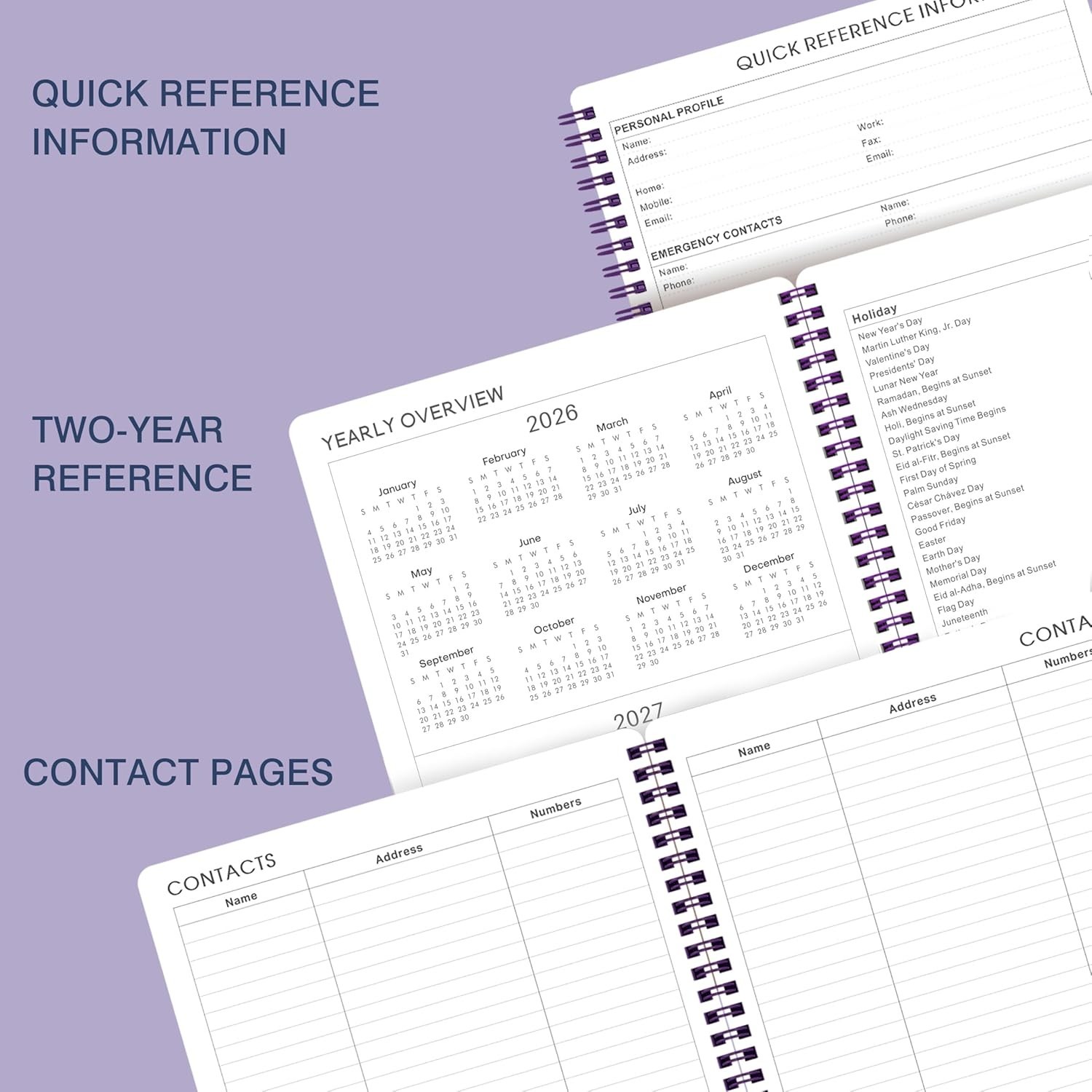Elegant 2026 Planner with 12 Monthly Tabs – Spiraled & Waterproof Cover