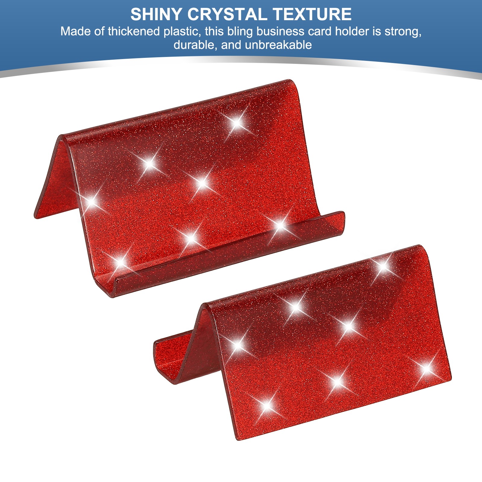 Business Card Holder for Desk, Acrylic Card Holders Shine, Red