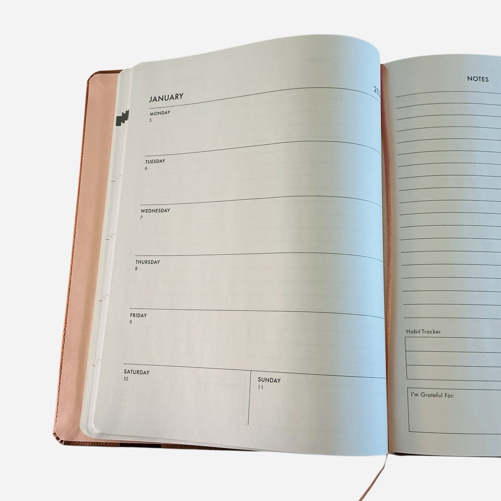 eccolo Monthly/Weekly 2026 Planner Terra Cotta Blush Pink w/marker 8″ X 10″