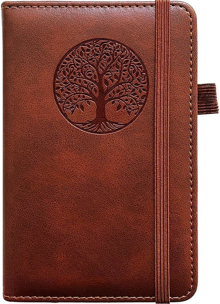 BIYUNRO Small Pocket Notebook, Leather Journal Mini Brown