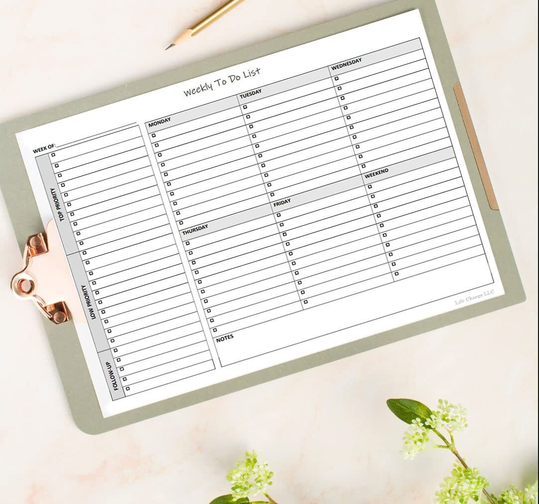Weekly To-Do List Notepad 60 Pages 11×8.5in with Checklist Priority Notes