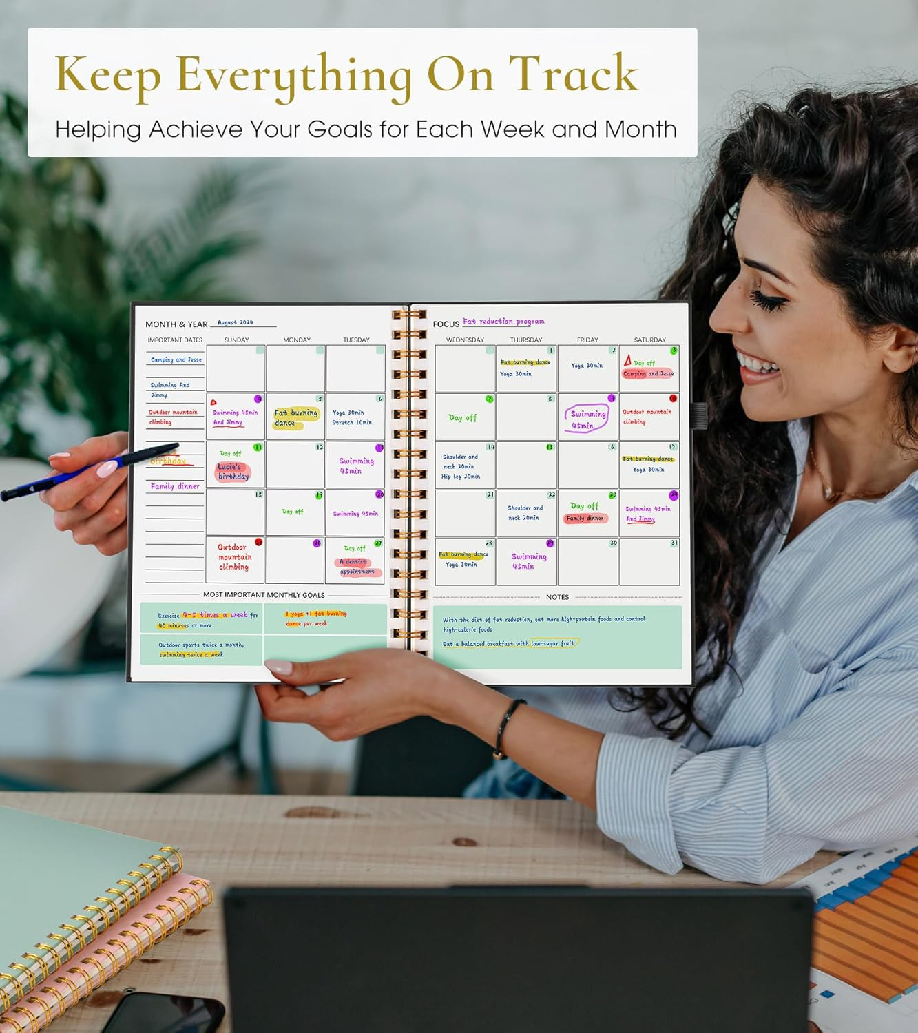 Undated Weekly and Monthly Planner, B5 Large Weekly To Do List Notebook with Goa
