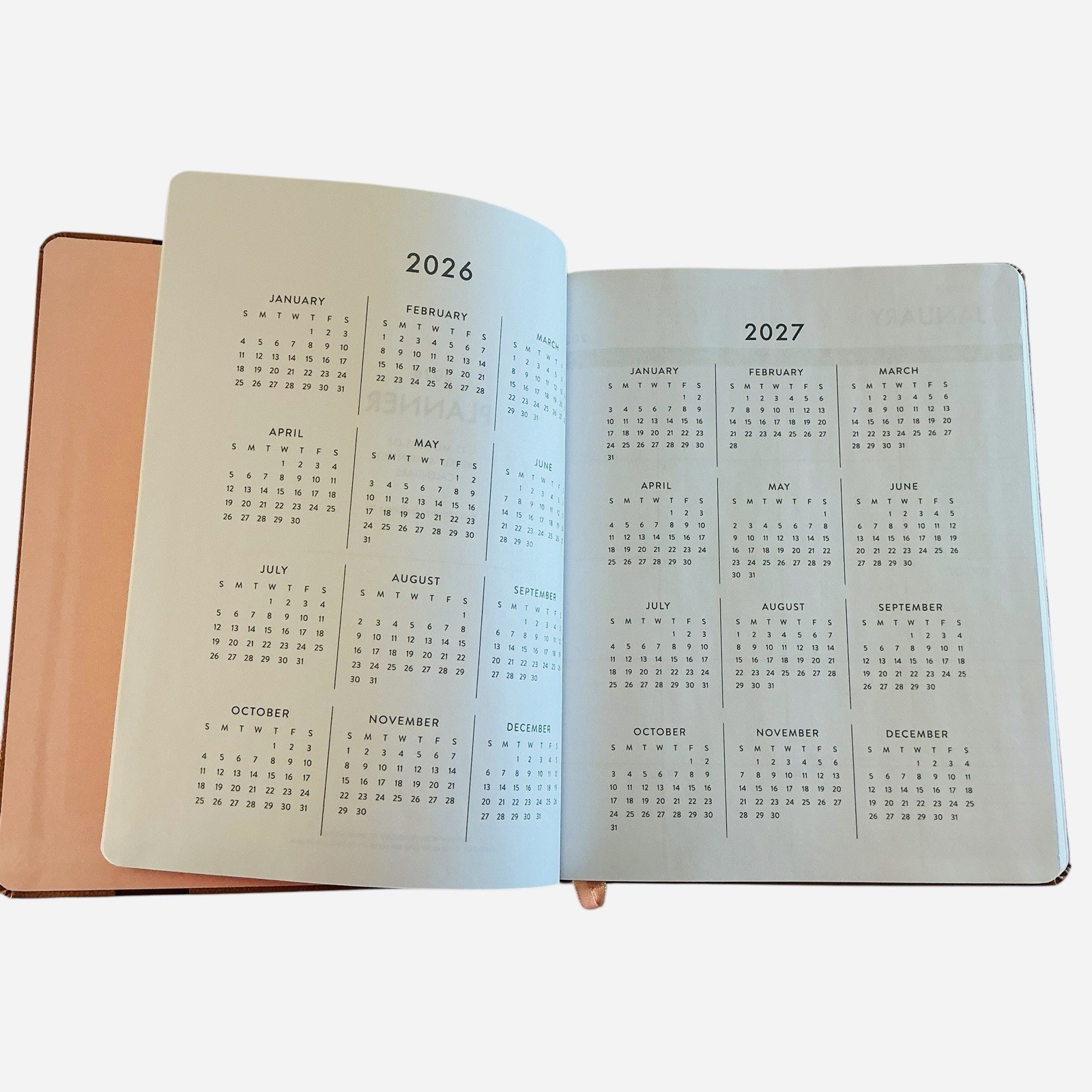eccolo Monthly/Weekly 2026 Planner Terra Cotta Blush Pink w/marker 8″ X 10″