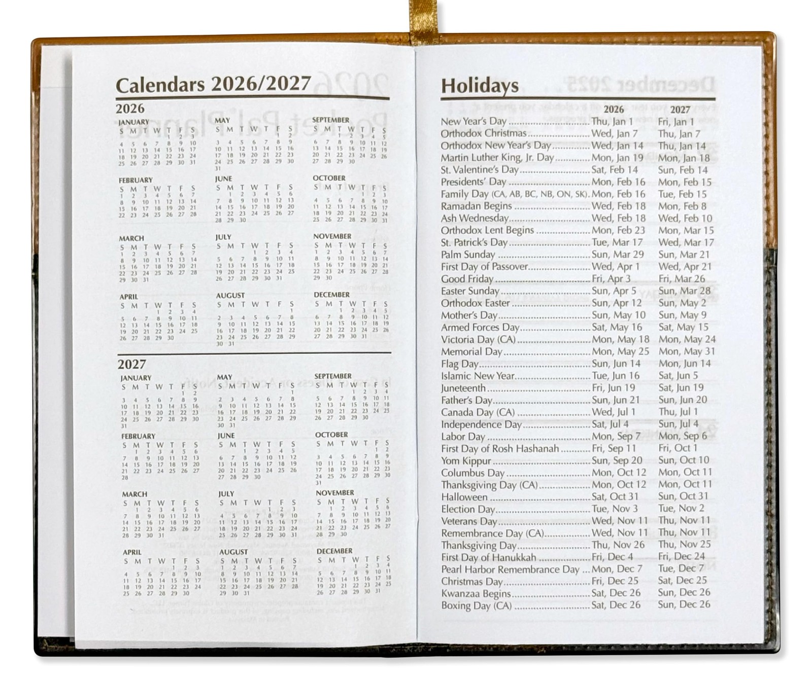 2026 Weekly Pocket Calendar Planner Agenda Organizer with Notepad