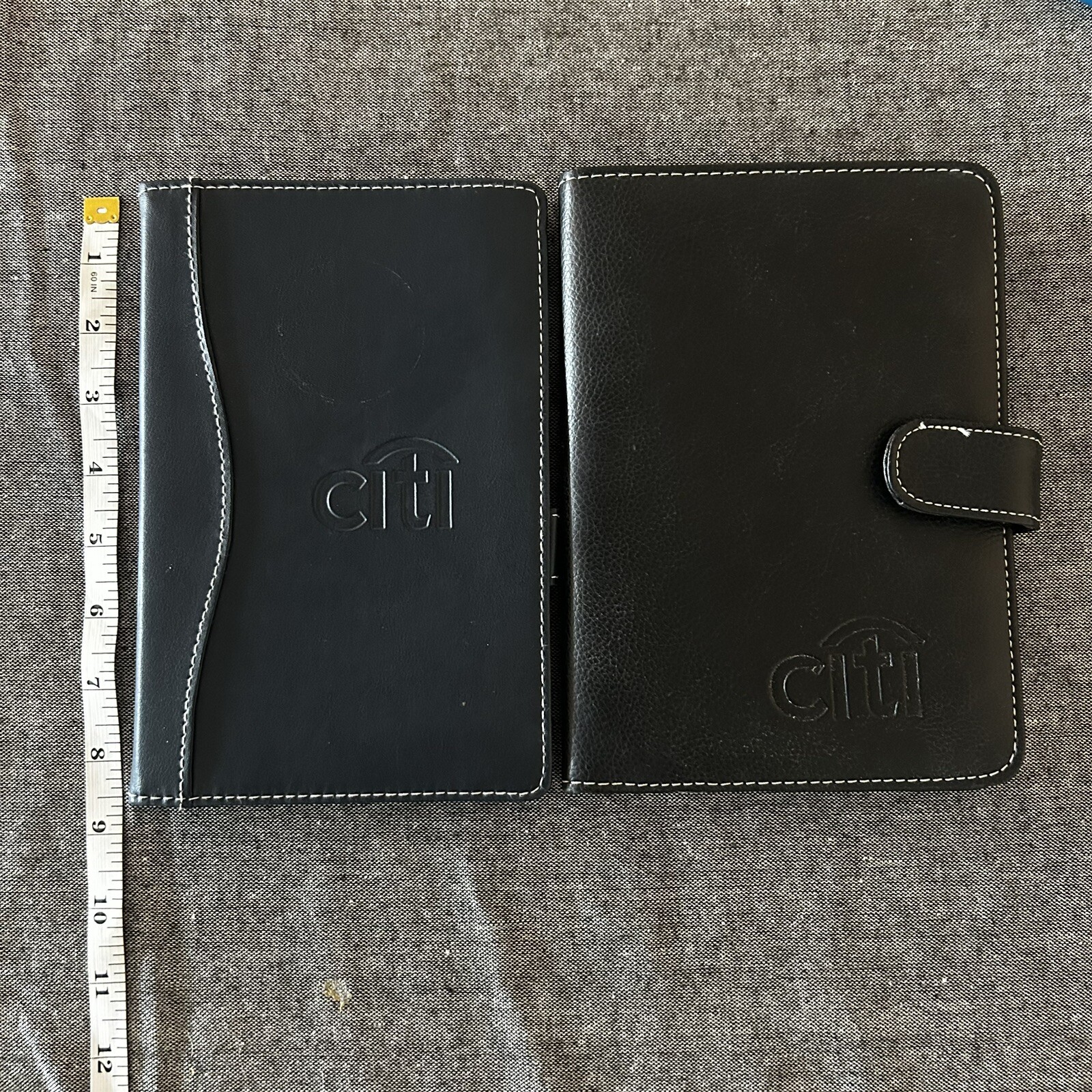 2 Black Portfolios Faux Leather Citi logo Small notepad and pen holder