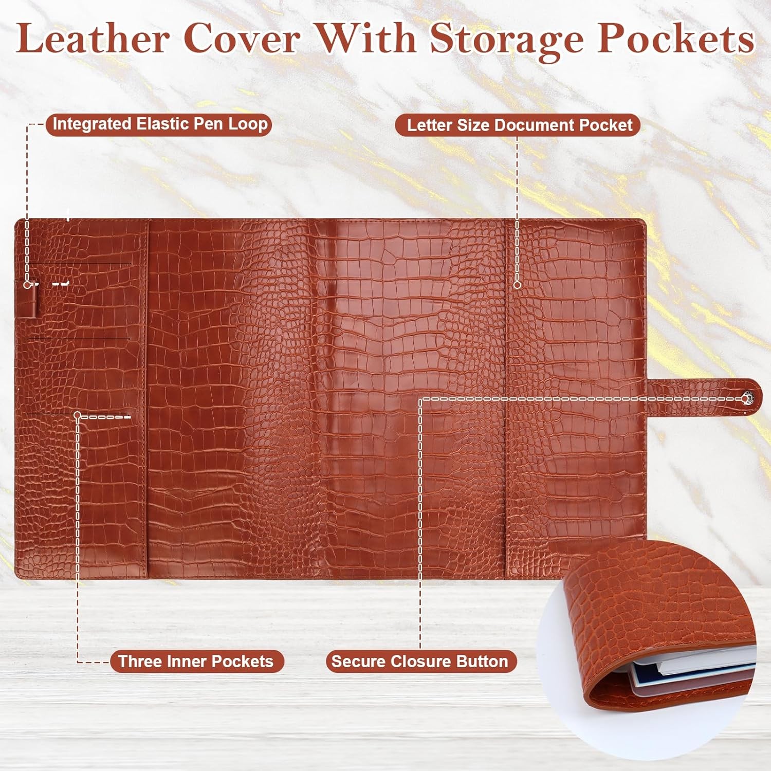 PU Leather Discbound Cover Set 8.5X11 Inch Discbound Cover Letter Size with 5 Ta