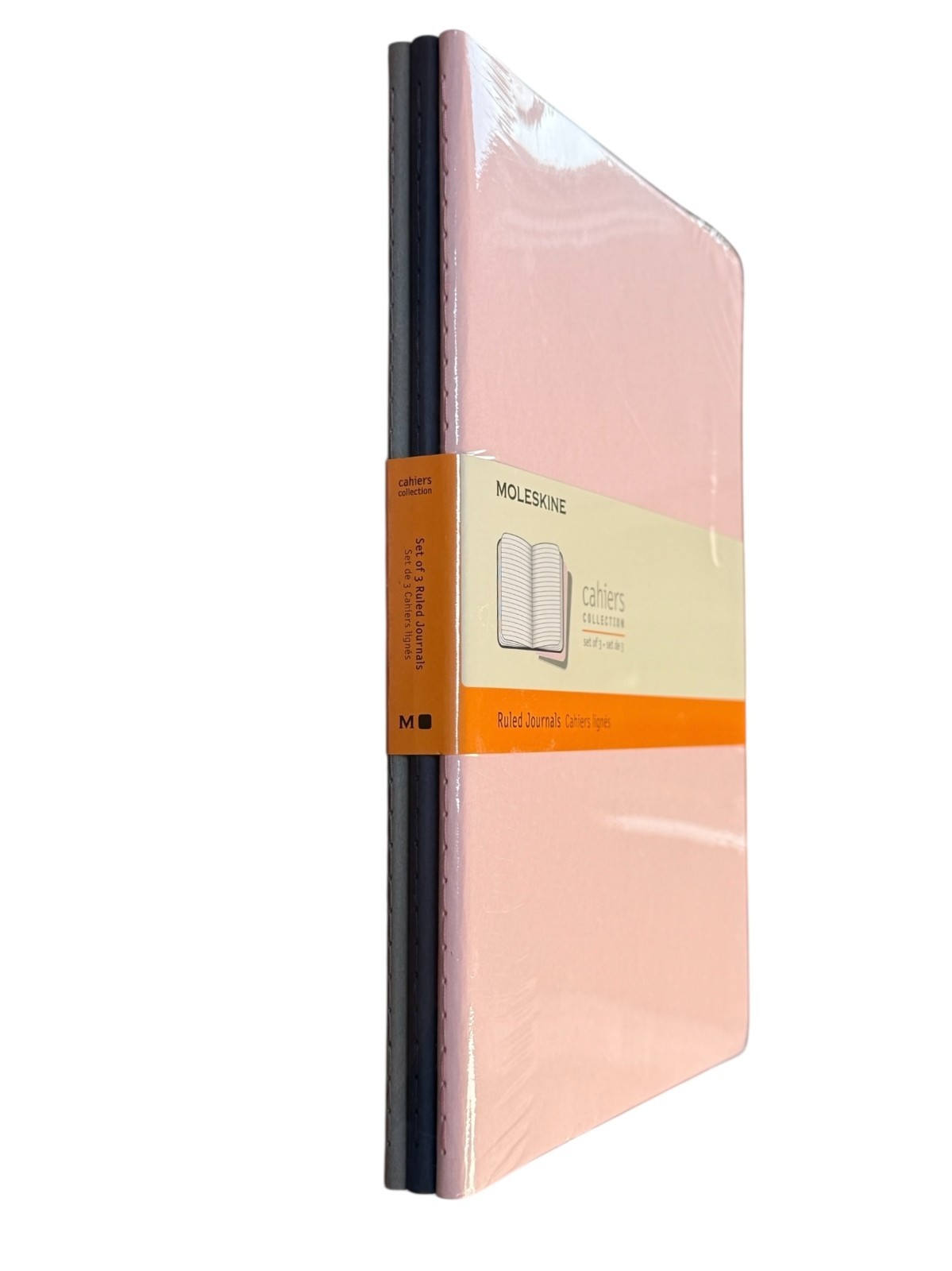 Moleskine Cahiers Collerction Set of 3 Ruled Journals: Pink, Grey, Blue XL 7.5×9