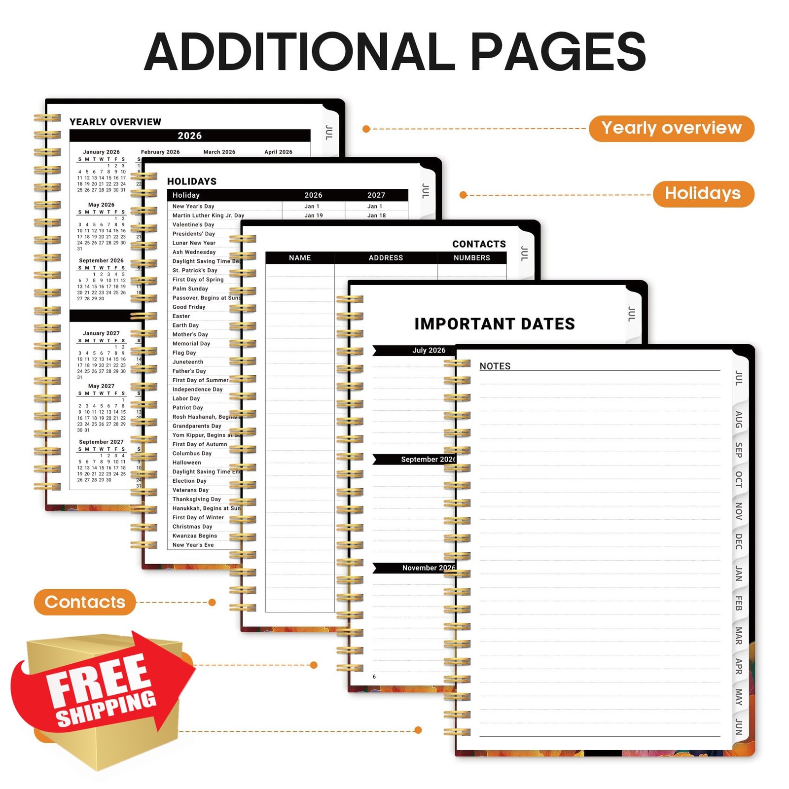 Taja Planner 2026-2027 D-Tulip Blaze A5 6.3″x8.5″