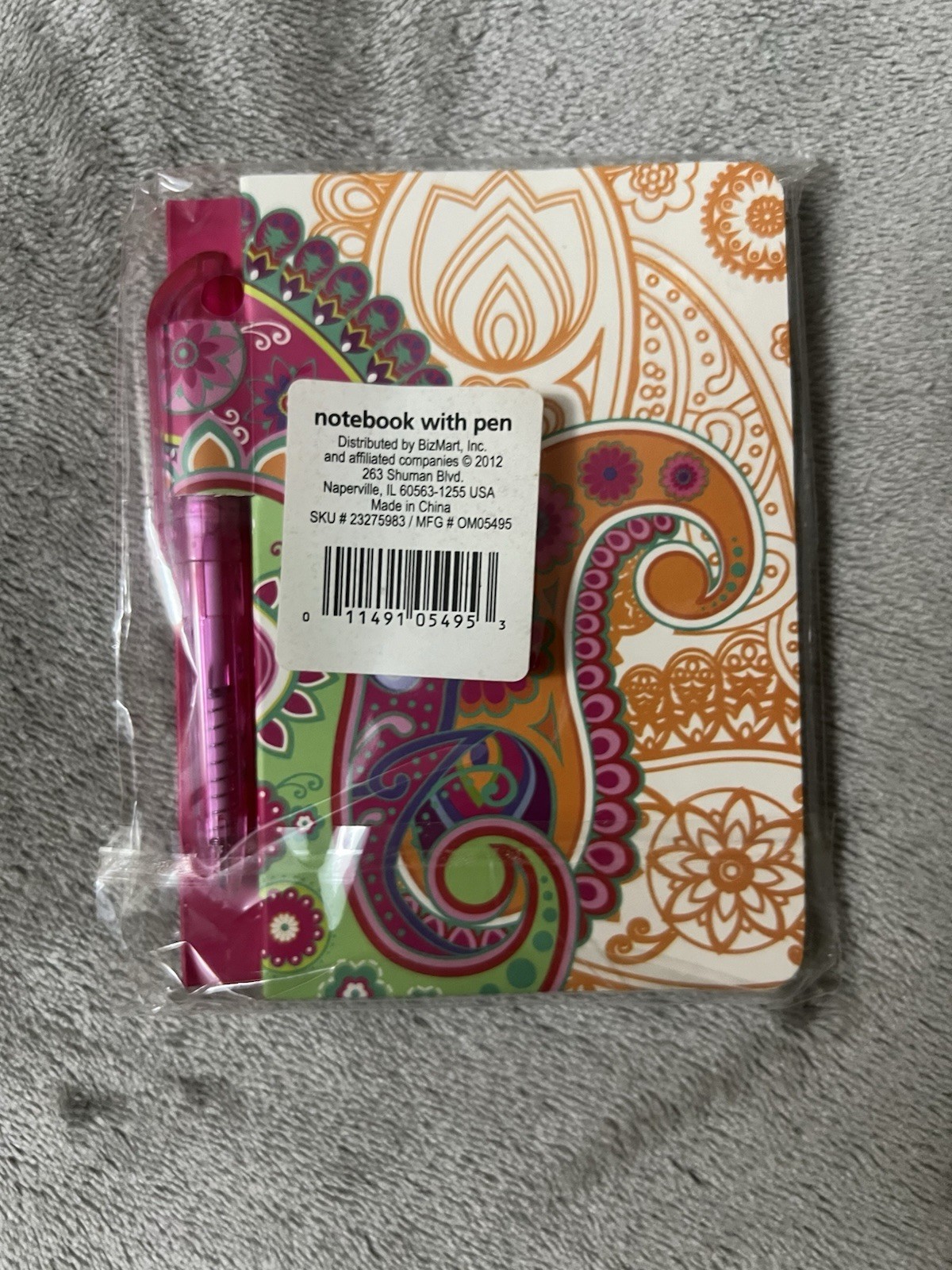 Mini Notebook with Colorful Cover and Pink Mini Pen Attached Pocket Size
