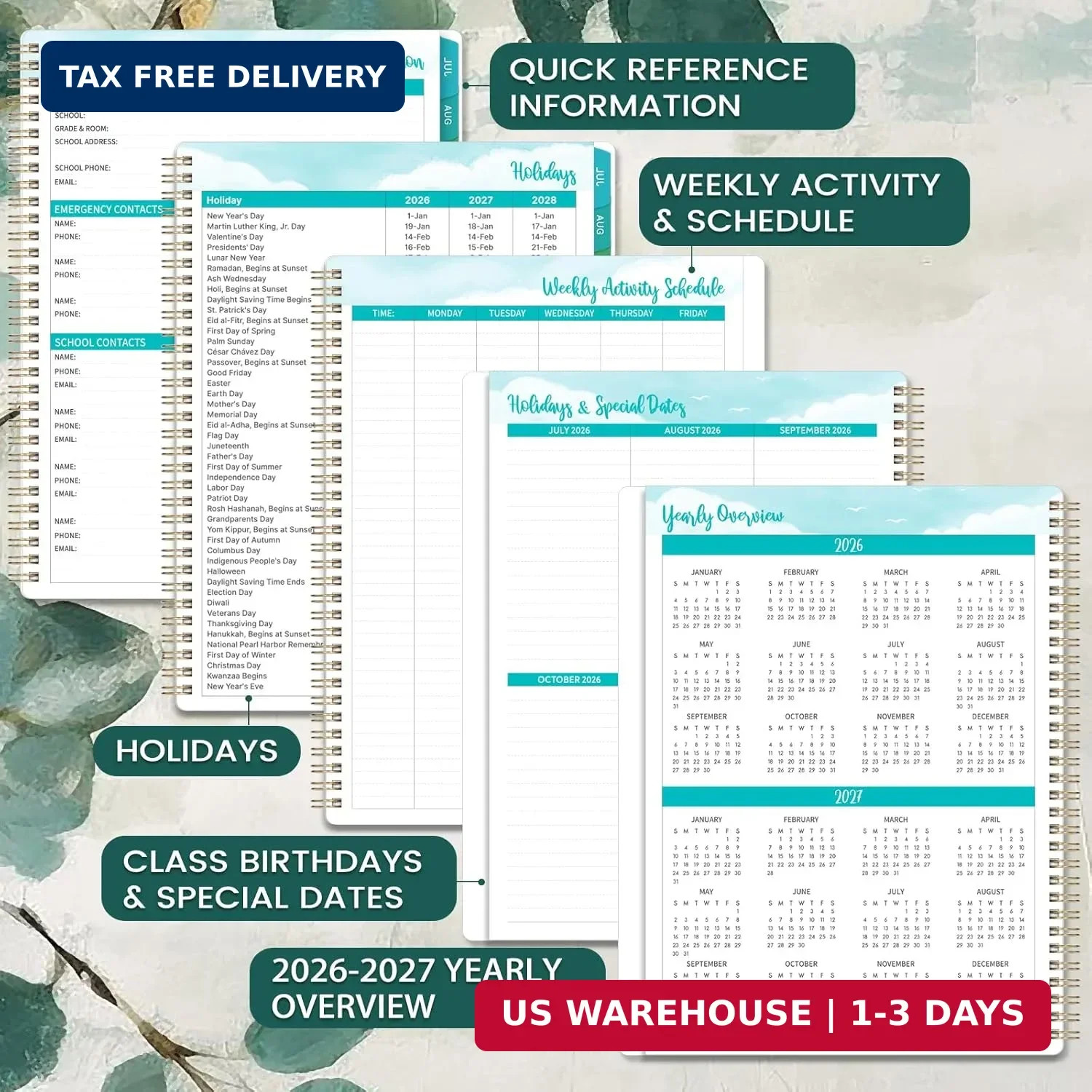 Teacher Planner 2026-2027 – Teacher Lesson Planner, July 2026 – June 2027, 8.5″