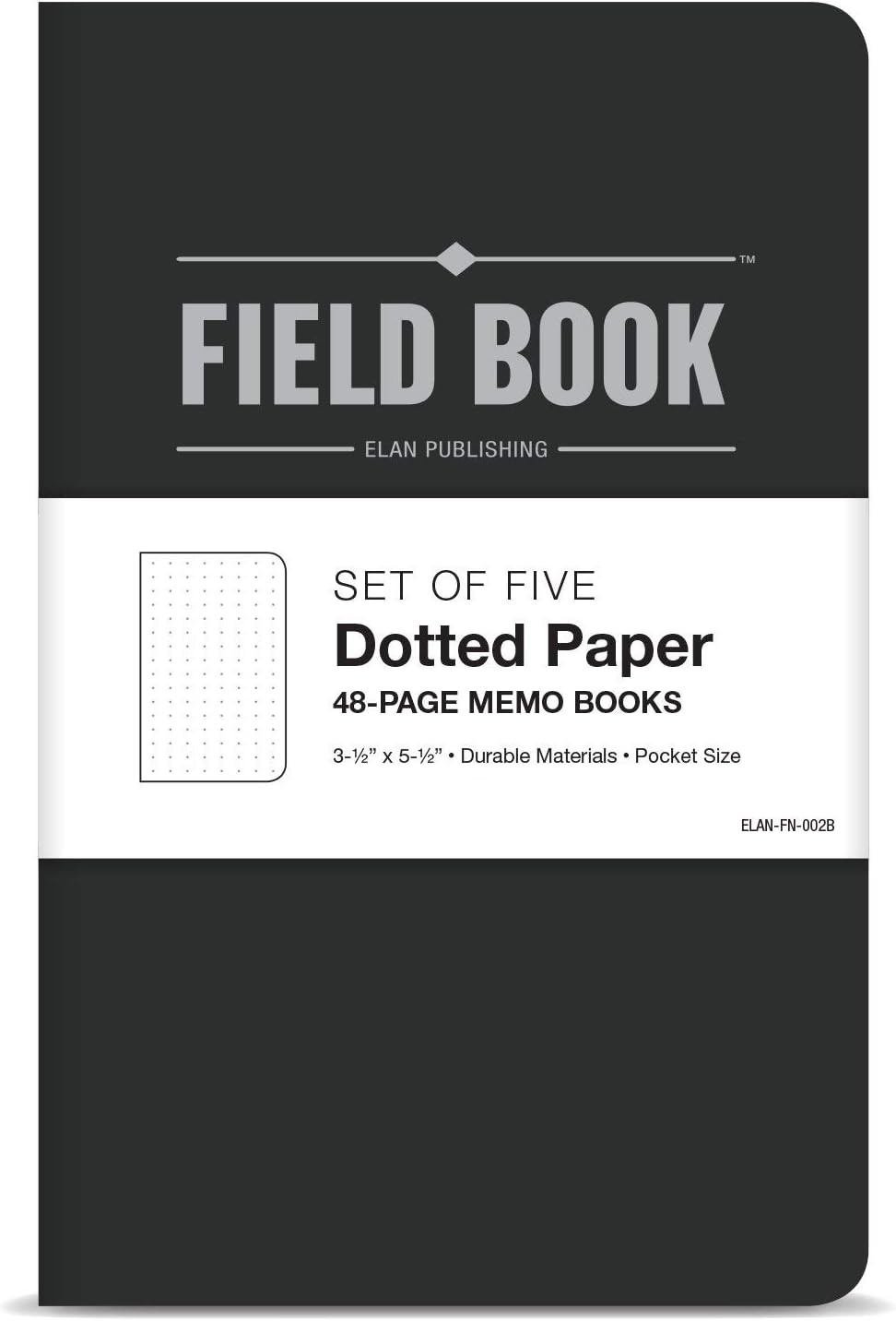 Field Notebook/Pocket Journal – 3.5″x5.5″ – Black – Dot Graph Memo Book – Pack o