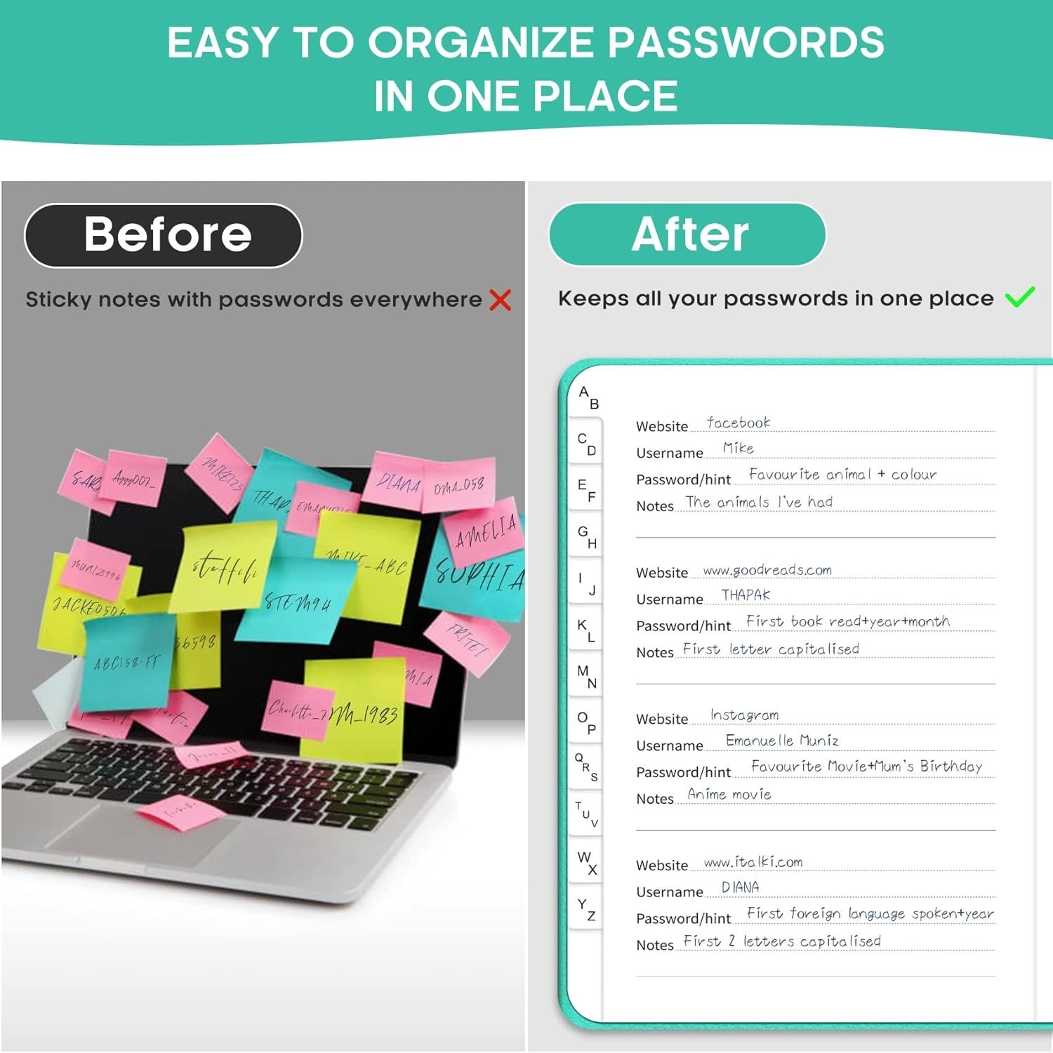 Elegant Password Notebook for Seniors – 136 Pages for Secure Password Management