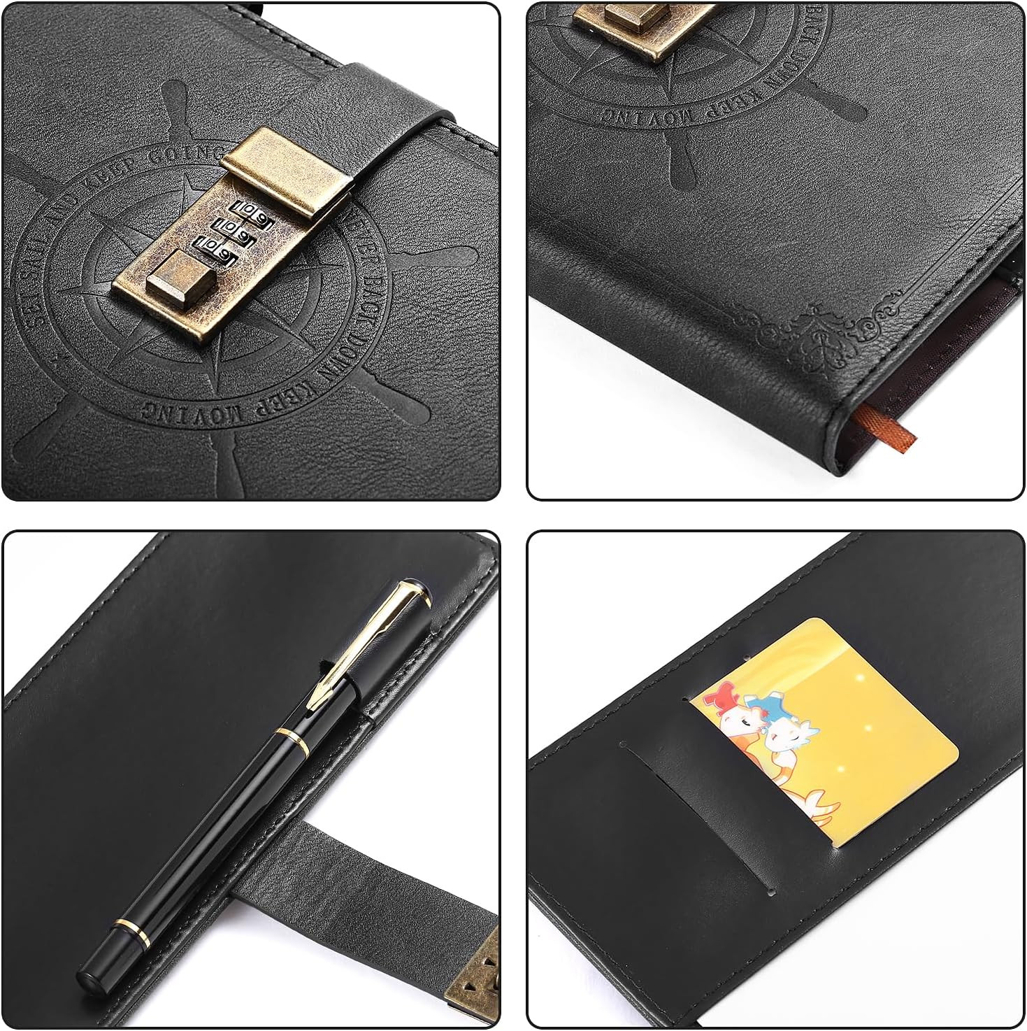 Locking Journal Diary with Lock, Password Combination Notebook Journal Black