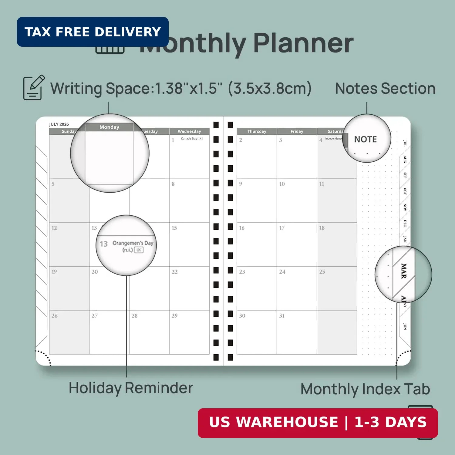POPRUN 2026-2027 Academic Weekly Planner, 6.75″ x 8.75″ Horizontal Daily Book Ca