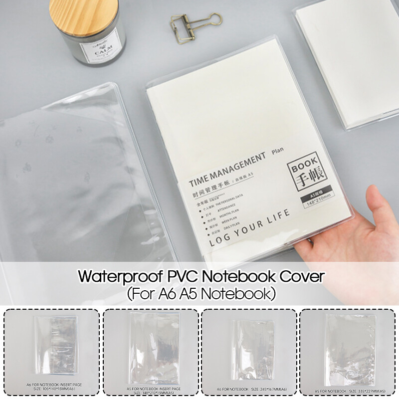 PVC Transparent Notebook Cover A5/A6 Waterproof Journal Planner Protective Cover