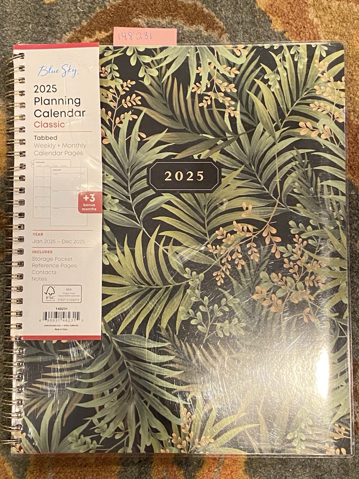 2025 Blue Sky Laina Dark 8” x 11” Weekly & Monthly Planner, Plastic Cover