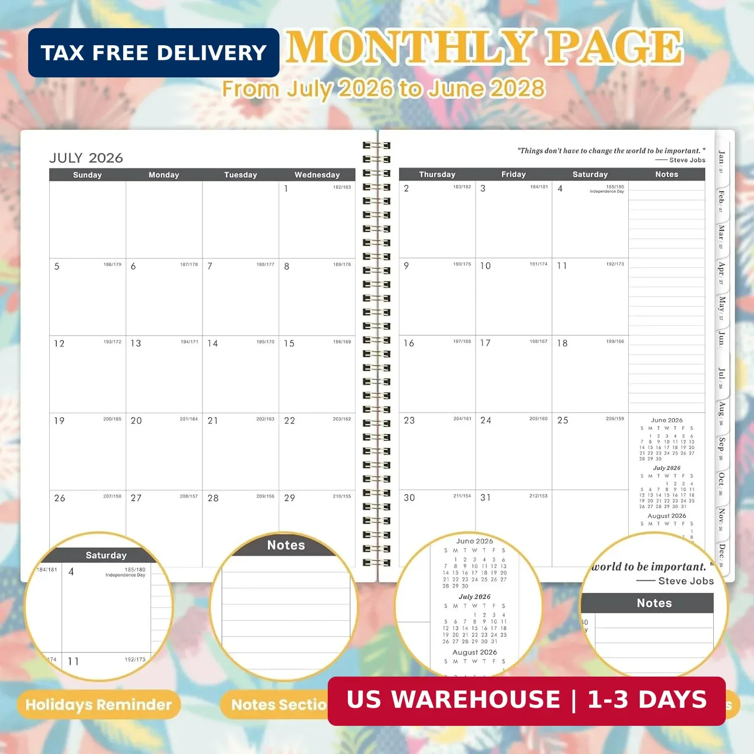 Monthly Planner 2026-2028 – 2 Year Planner 2026-2028, July 2026 – June 2028, 2 Y