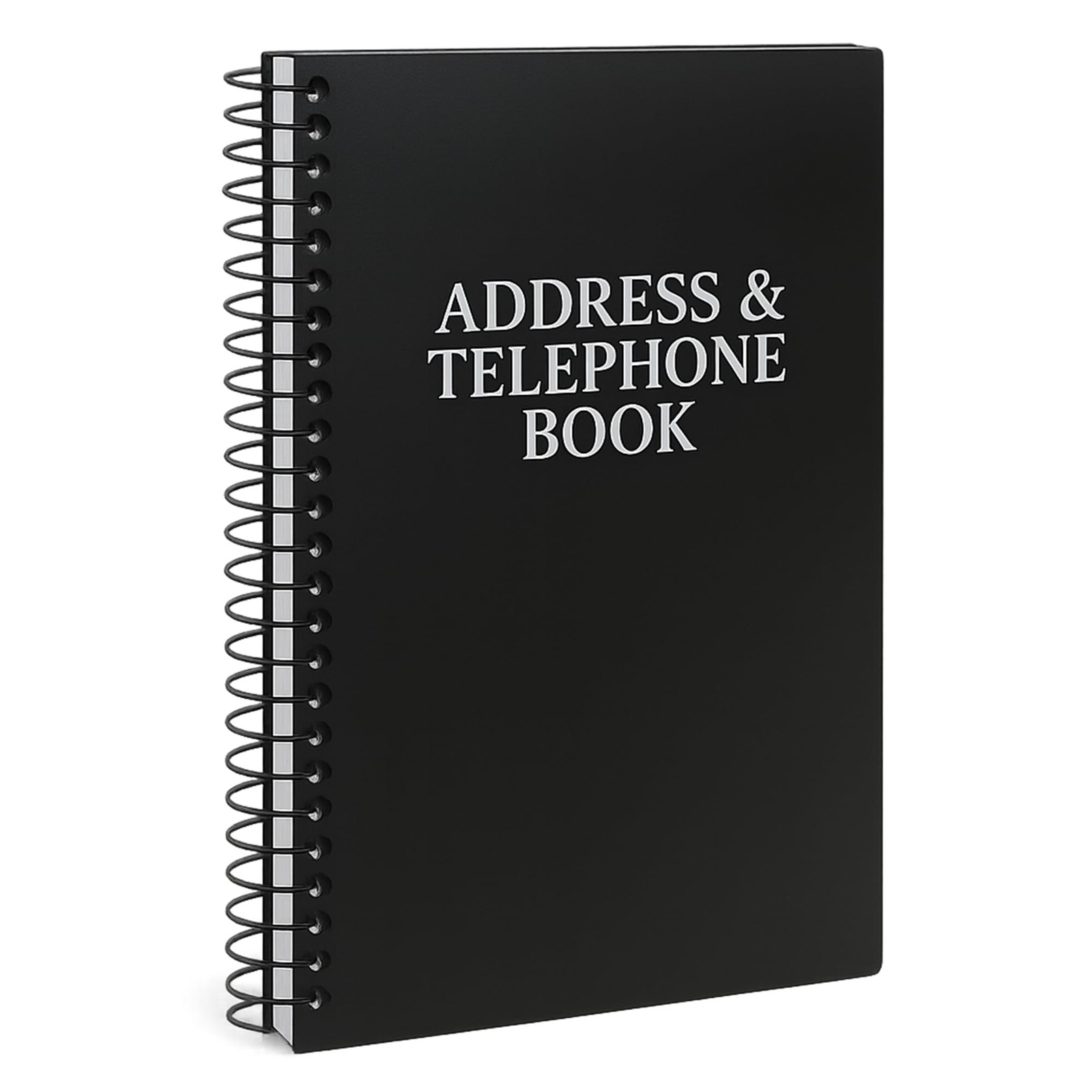 Address Telephone Book 8×5-Inch Black Spiral-Bound 384 Contacts Organizer
