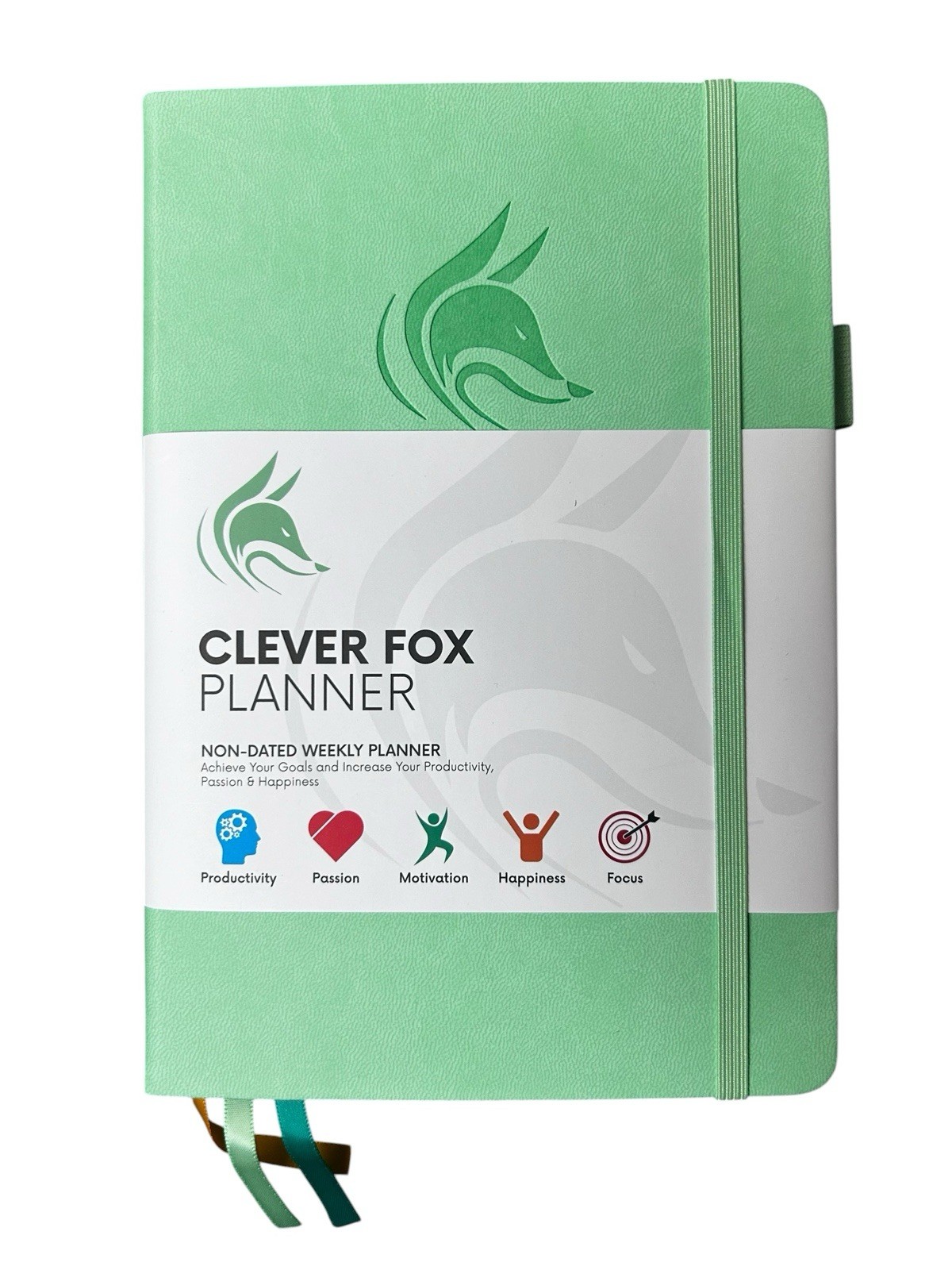 NEW OPEN BOX Green Clever Fox Daily Planner – Non-dated Weekly Plan Notebook
