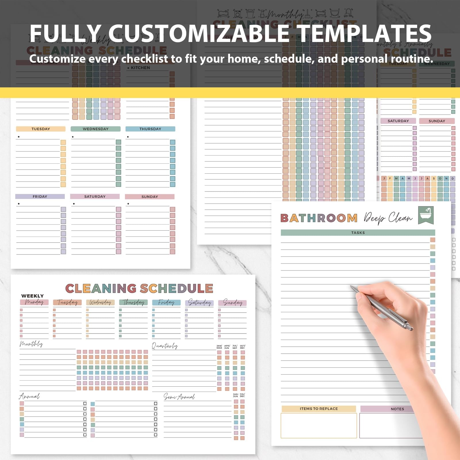 ADHD Cleaning Planner, Weekly A4 – 28.5cm × 21cm (11.22 × 8.27 inches), Gold