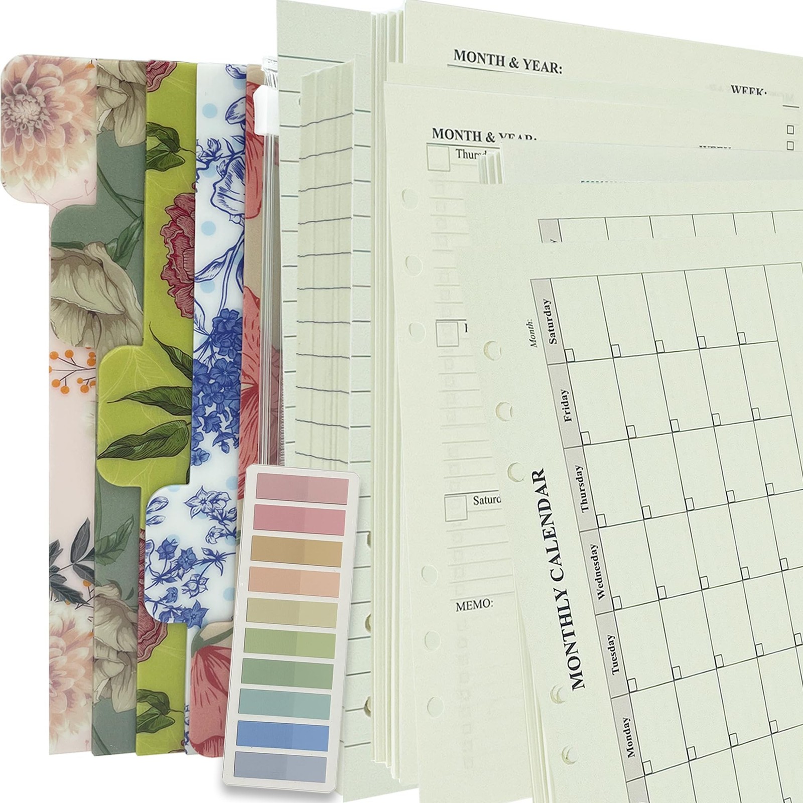 90+54+14 A5 Refill Paper with Undated Monthly Weekly Calendar Planner Inserts…