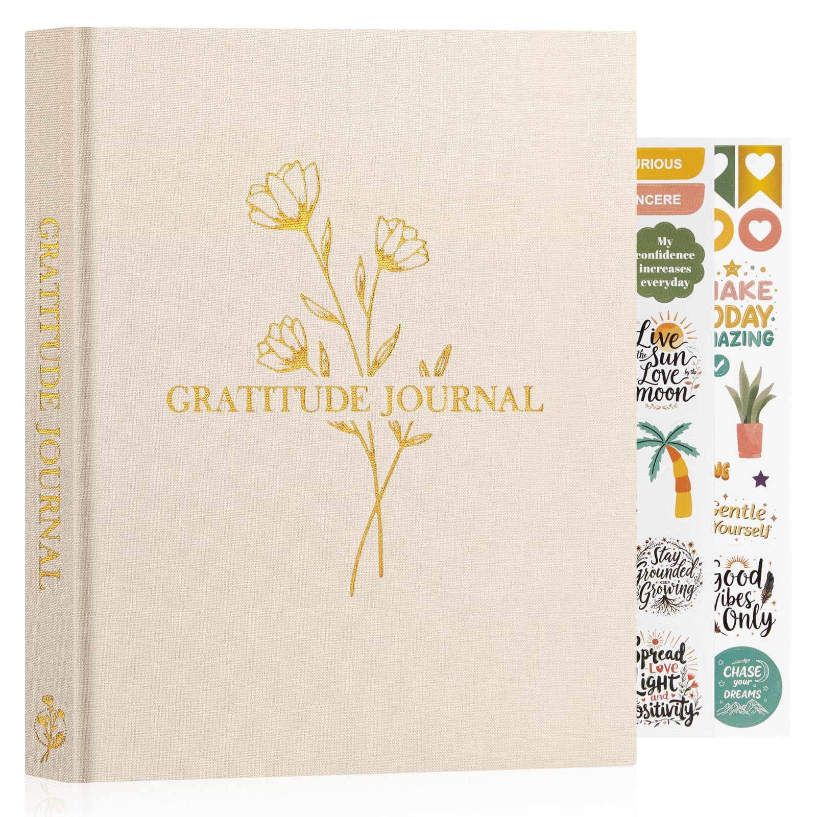 Lanpn Daily Gratitude Journal for Woman Men, 4 Month Mindfulness & Beige