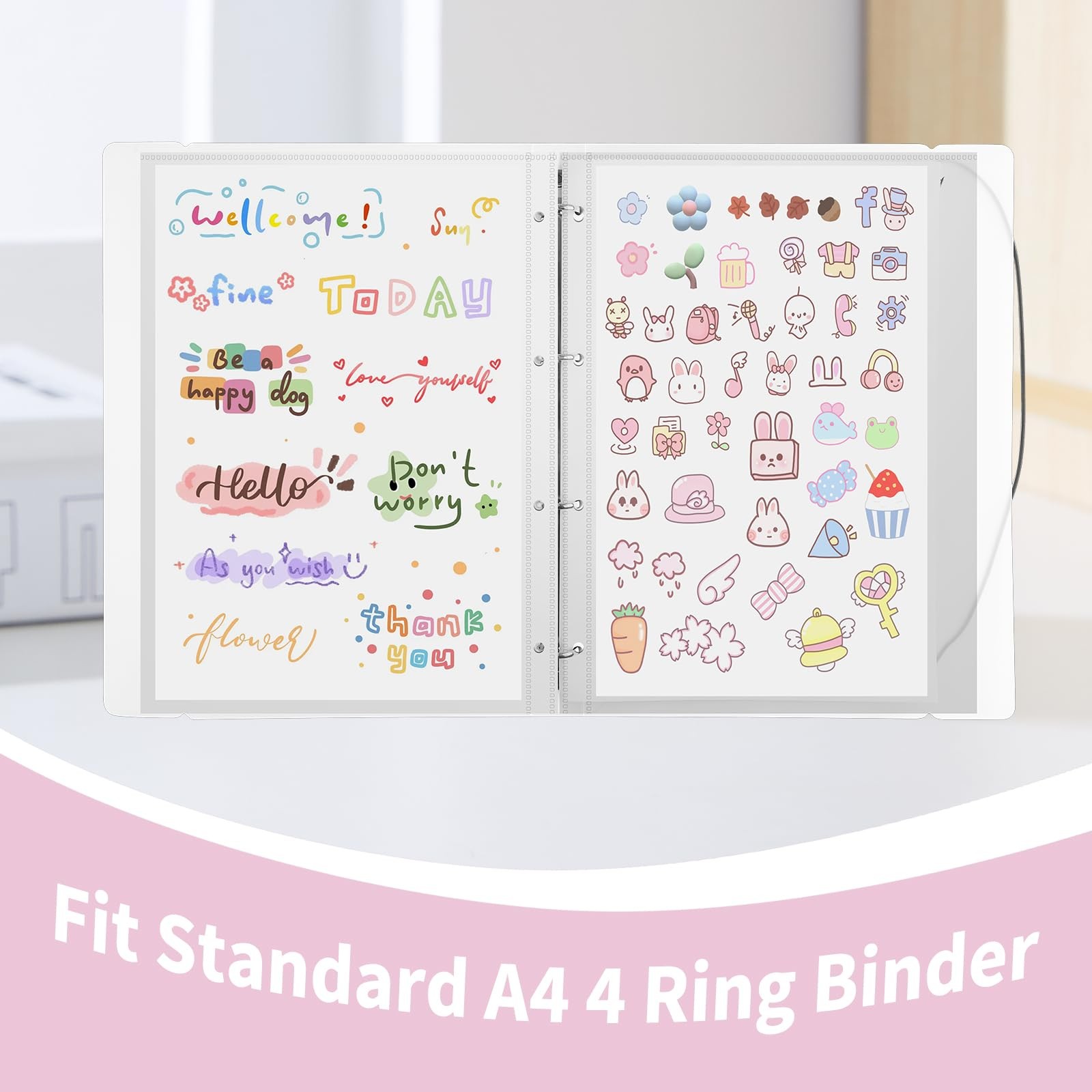 20 Sheets Clear Sticker Book Sleeves Pocket Protectors Plastic Binder Inserts…