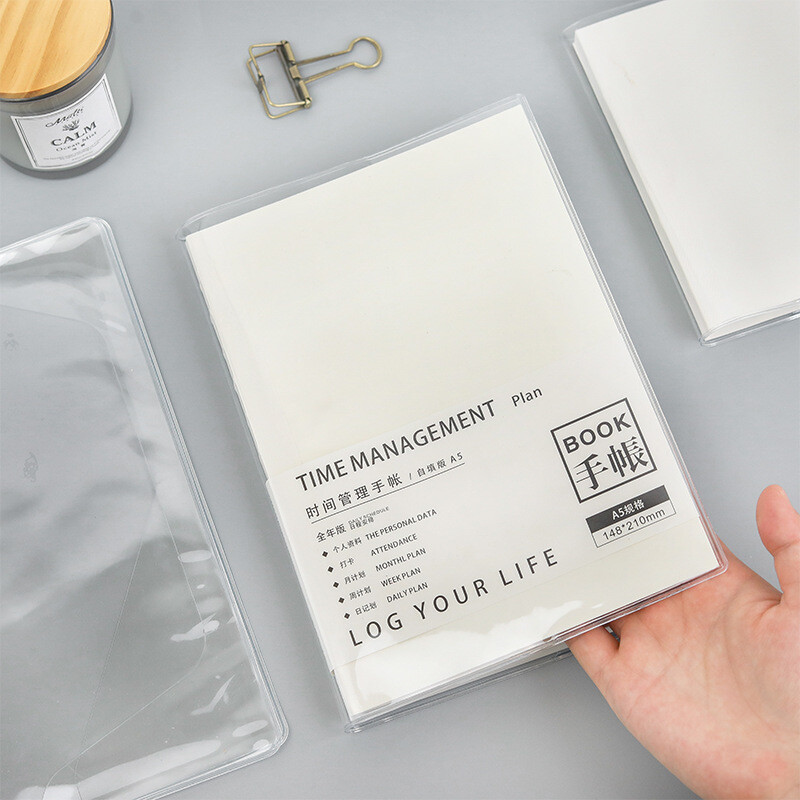 PVC Transparent Notebook Cover A5/A6 Waterproof Journal Planner Protective Cover